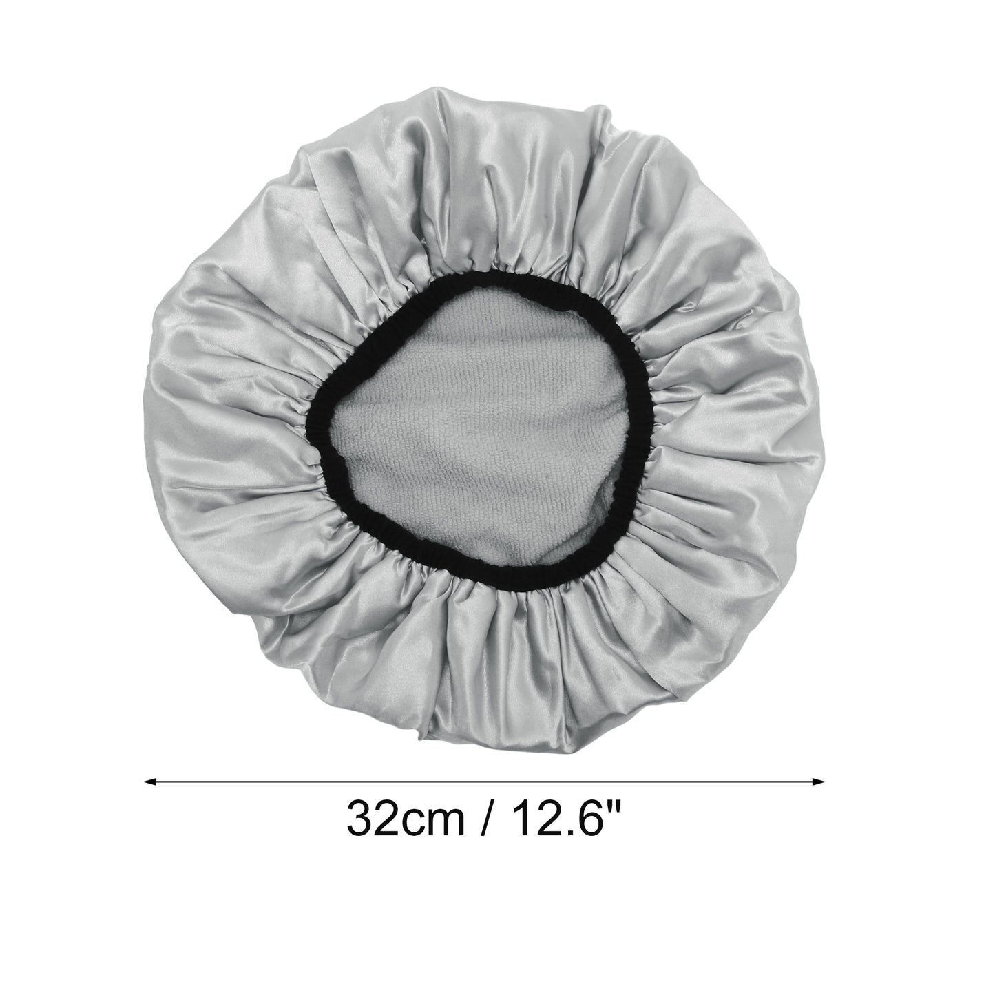 Women Durable Solid Color Shower Cap for Bathroom Vacation Hotel Travel Gray