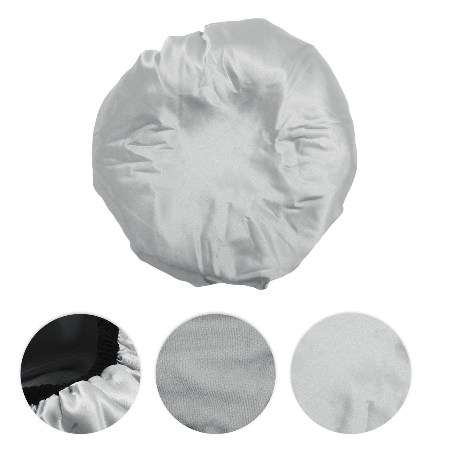 Women Durable Solid Color Shower Cap for Bathroom Vacation Hotel Travel Gray