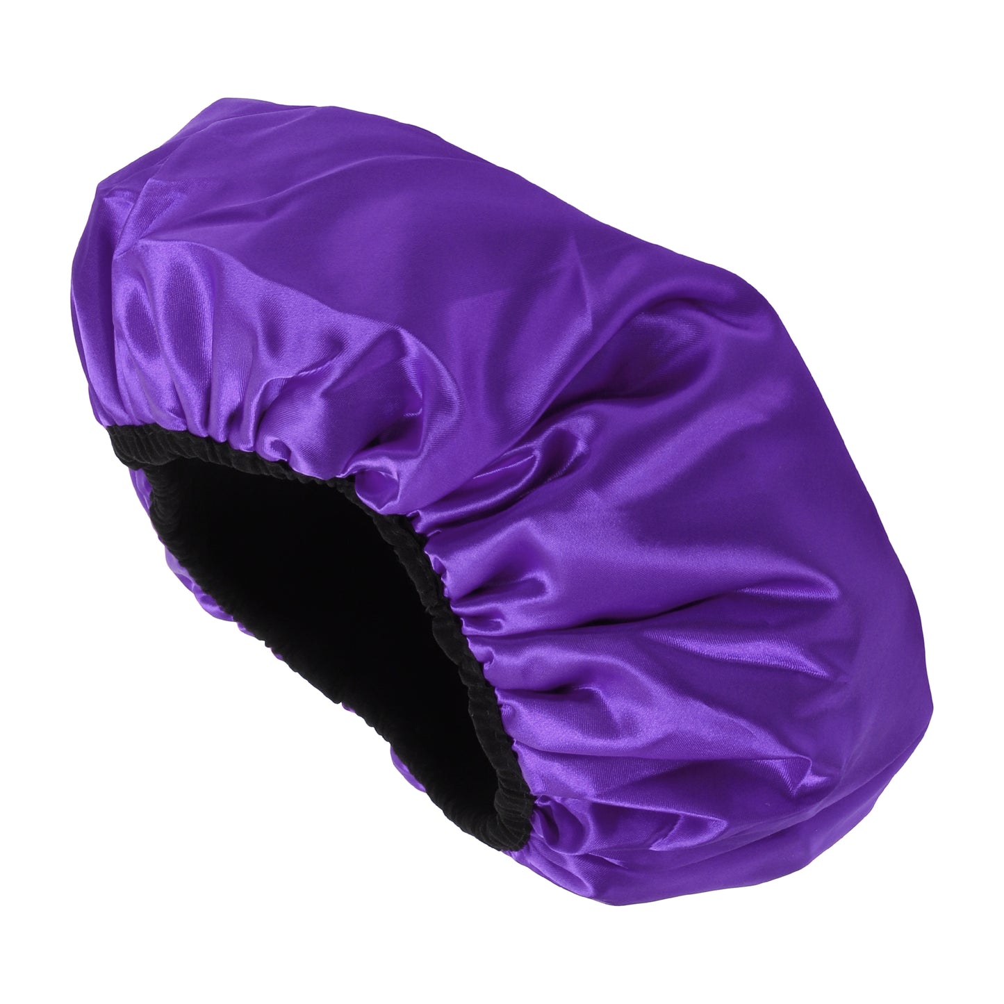 Women Durable Solid Color Shower Cap for Bathroom Vacation Hotel Travel Purple