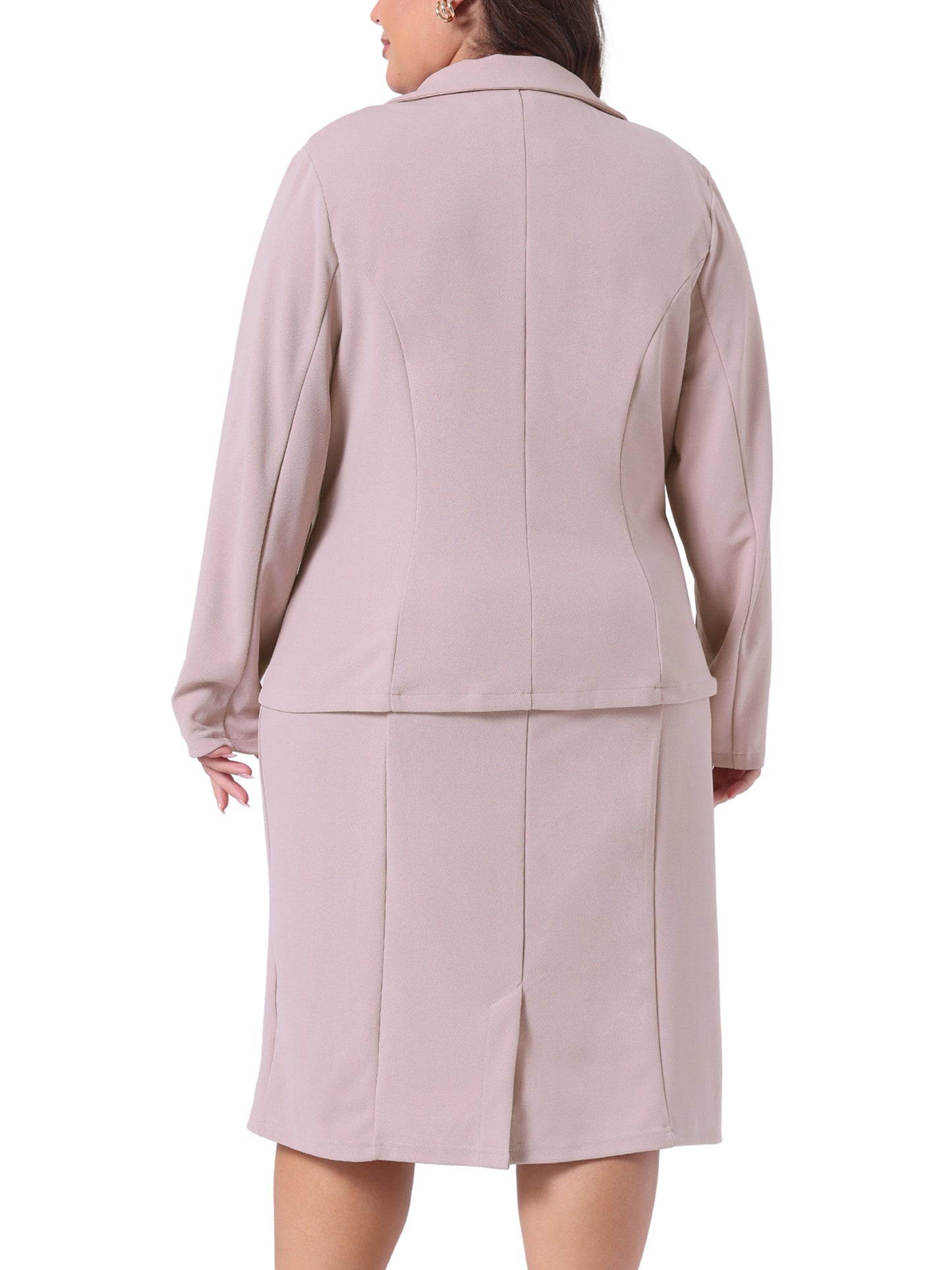 Traje de dos piezas de talla grande para mujer, chaqueta blazer y vestido sin mangas, conjunto informal de negocios