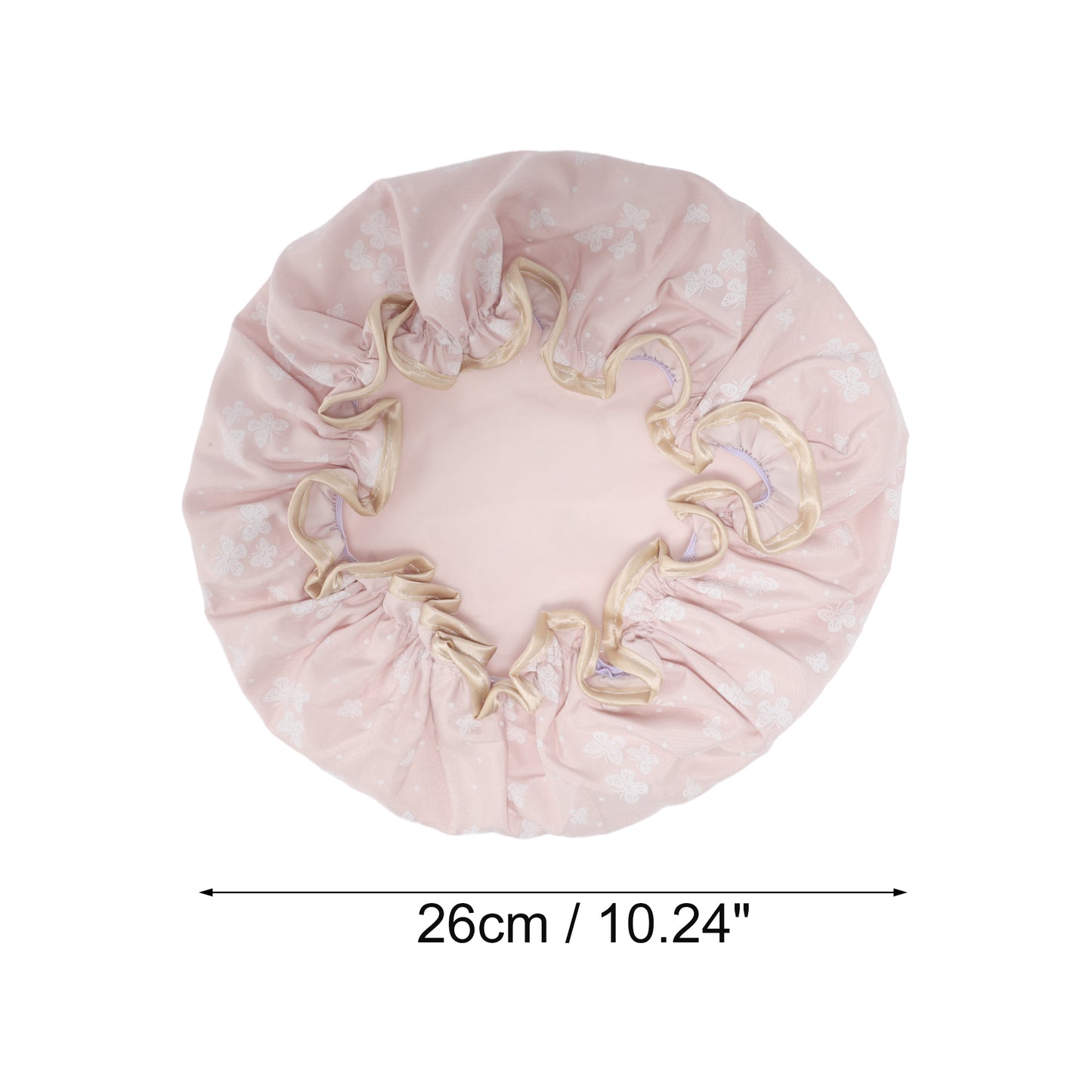 1 Pc Women Double Layer Butterfly Shower Cap for Bathroom Vacation Travel Pink