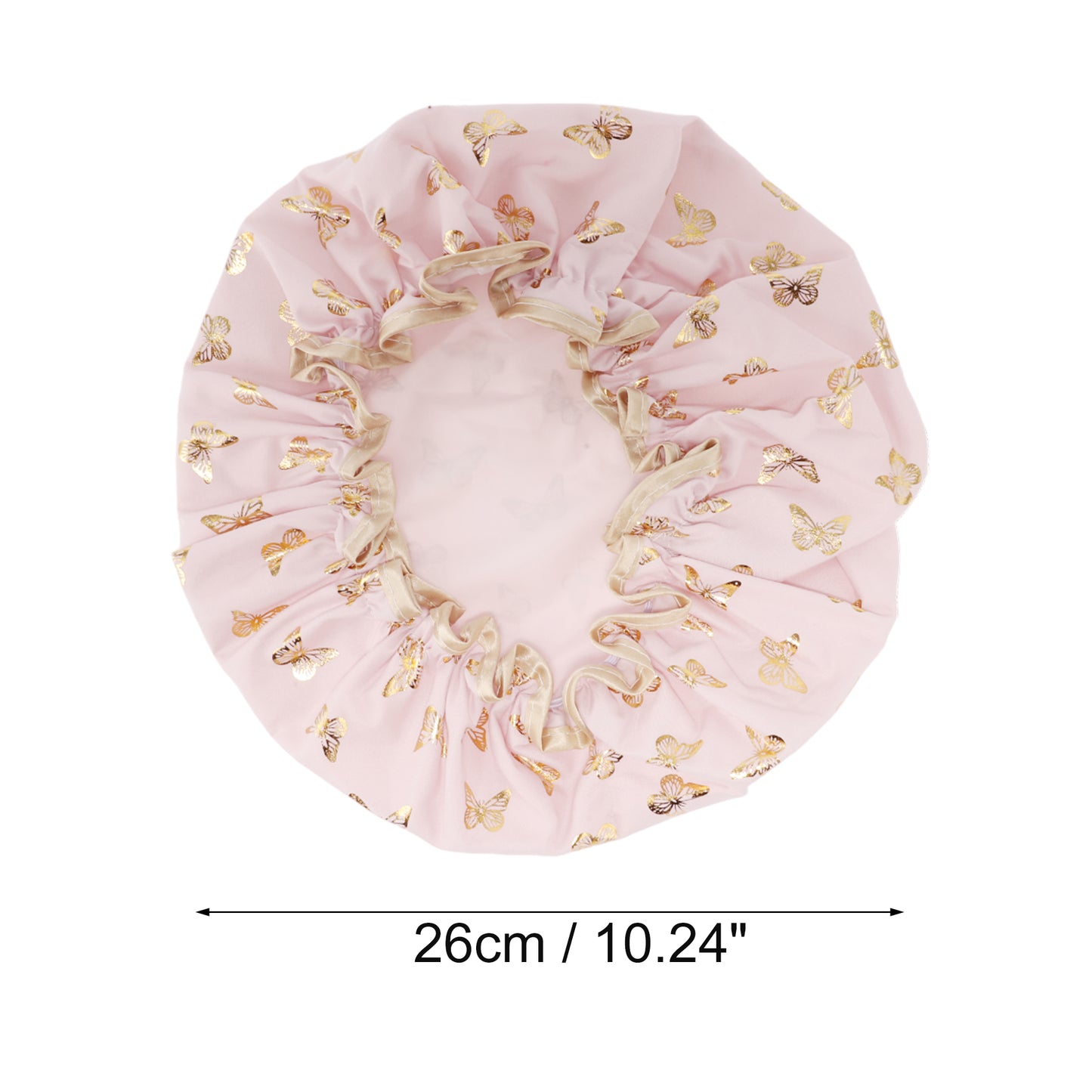 1 Pc Women Double Layer Gilded Butterfly Shower Cap for Bathroom Vacation Deep Pink