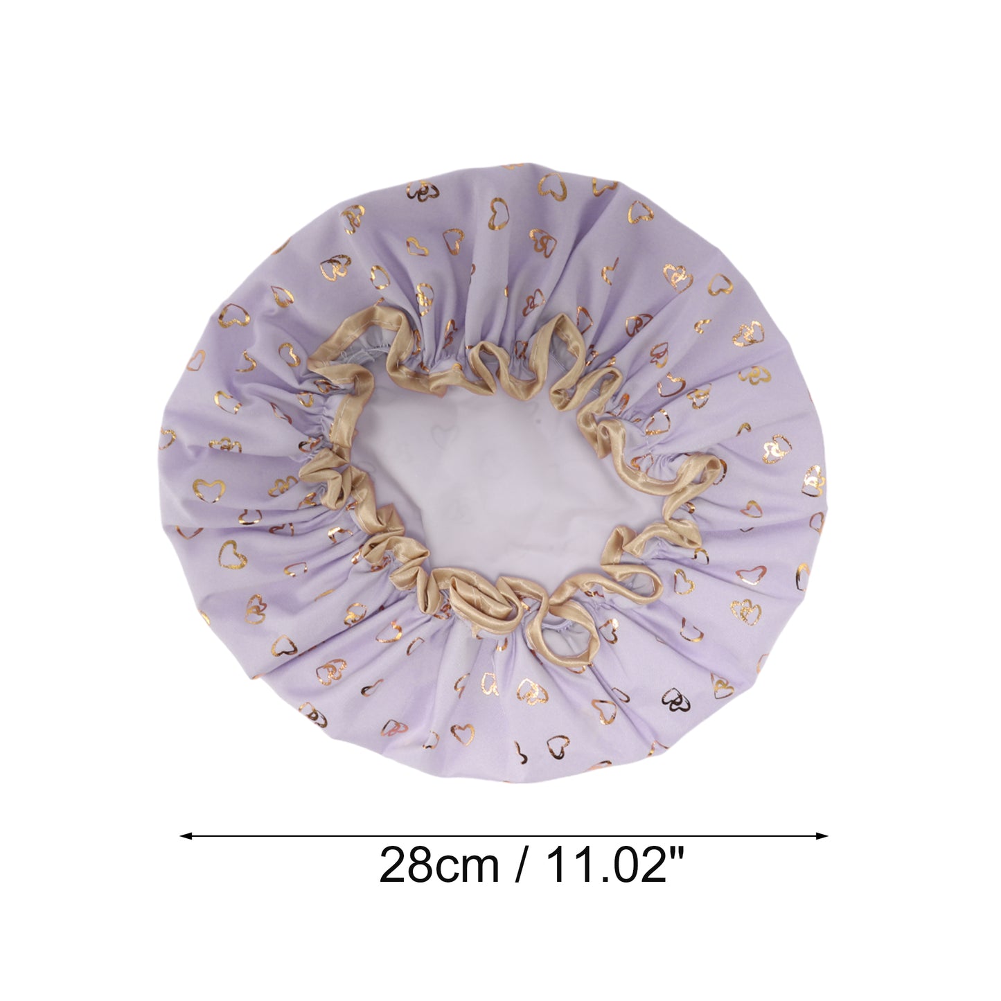 1 Pc Women Double Layer Heart-shaped Shower Cap for Bathroom Vacation Purple