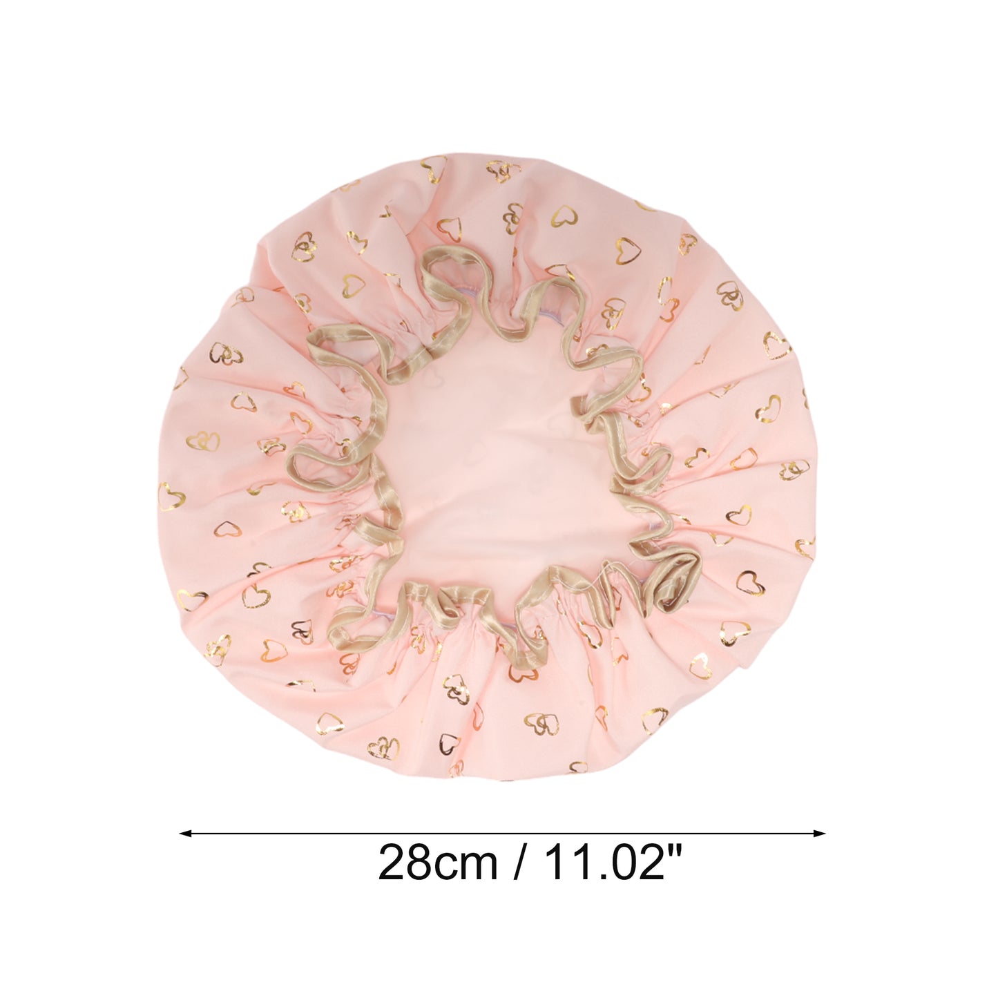 1 Pc Women Double Layer Heart-shaped Shower Cap for Bathroom Vacation Pink