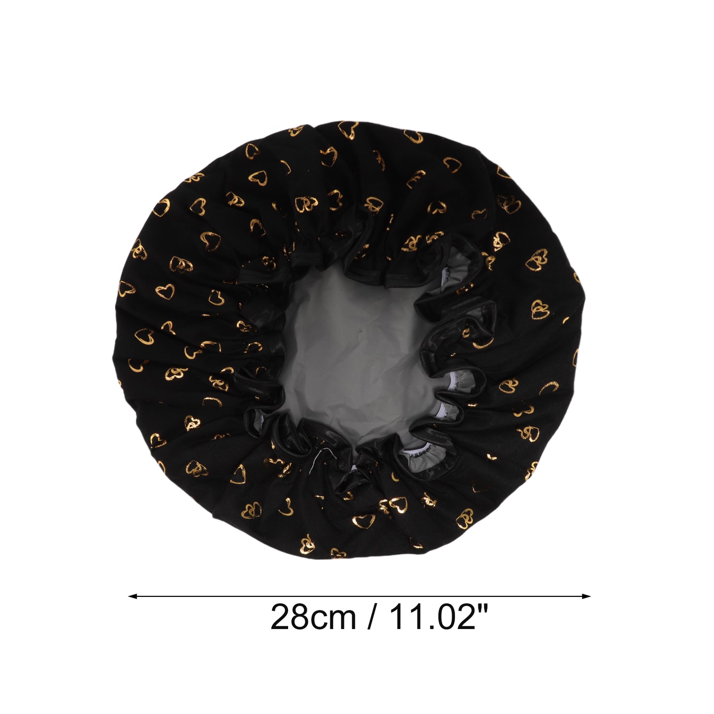 1 Pc Women Double Layer Heart-shaped Shower Cap for Bathroom Vacation Black