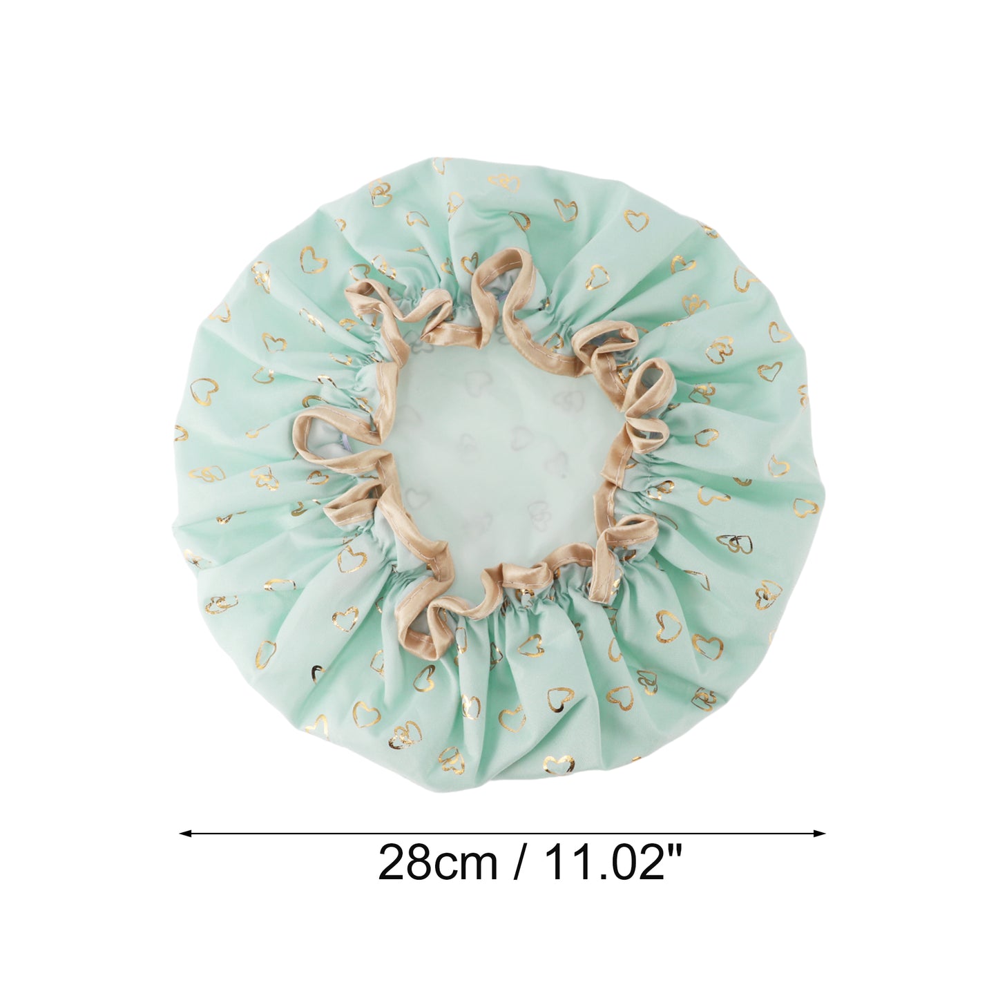 1 Pc Women Double Layer Heart-shaped Shower Cap for Bathroom Vacation Light Green