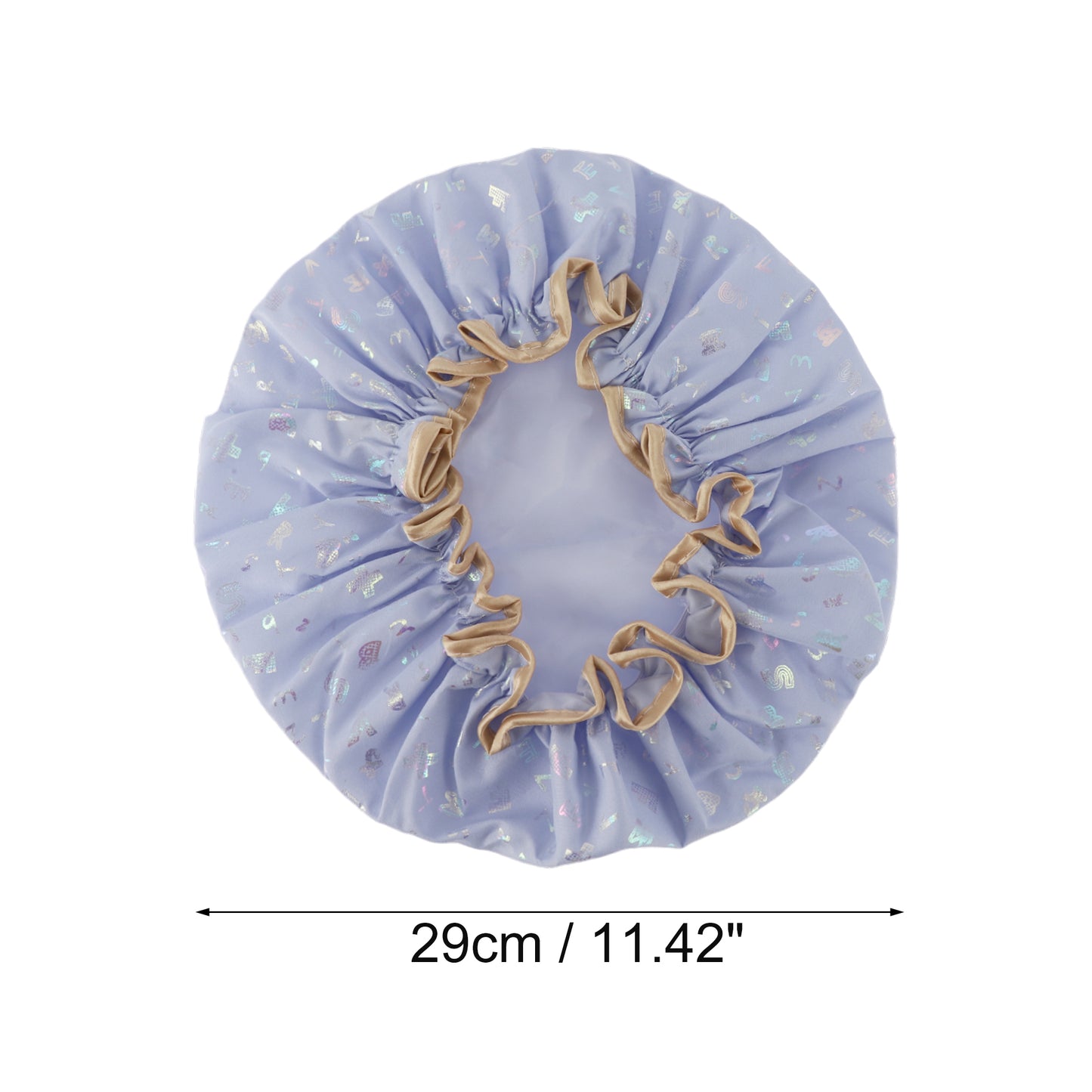 1 Pc Women Double Layer Alphabet Pattern Shower Cap for Bathroom Vacation Blue