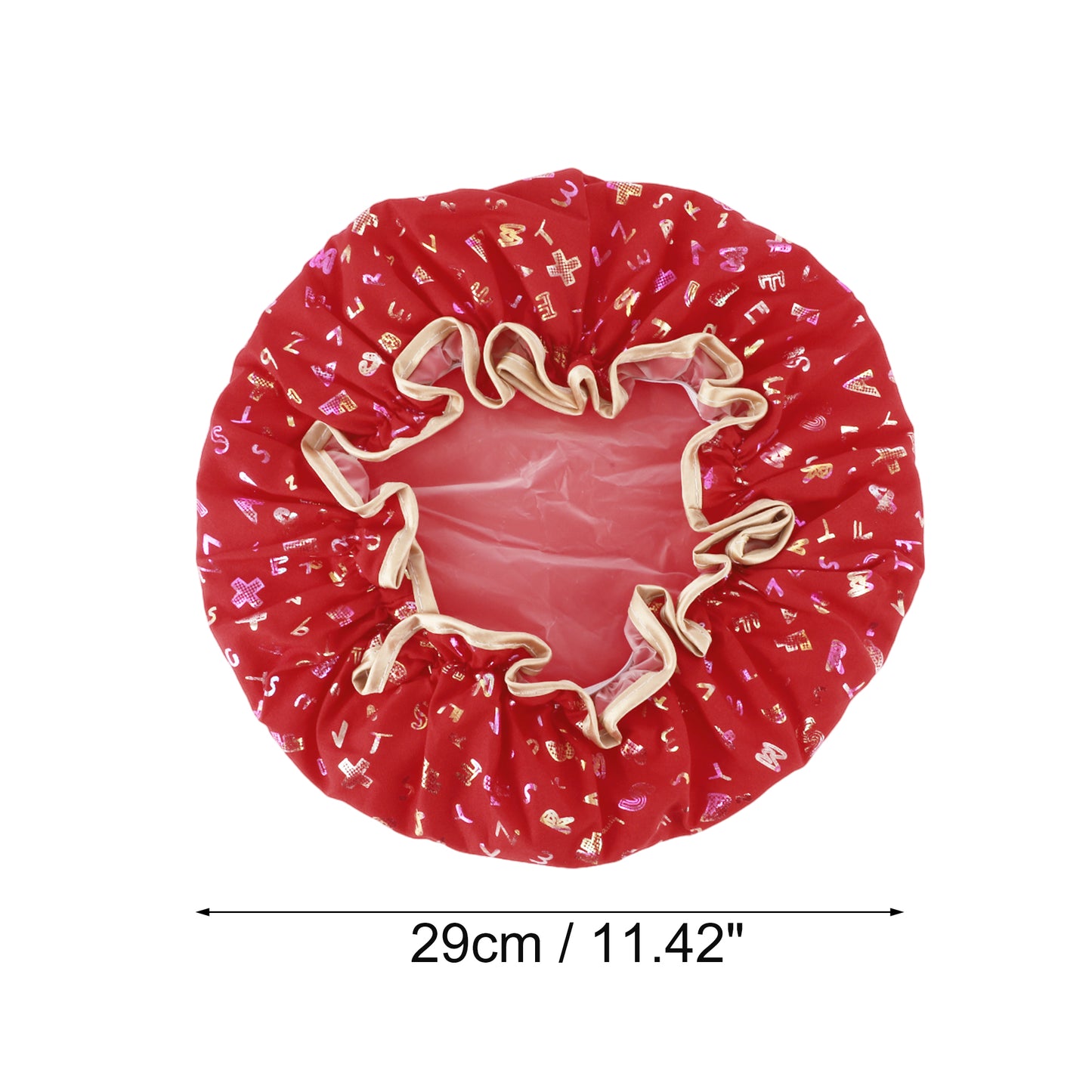 1 Pc Women Double Layer Alphabet Pattern Shower Cap for Bathroom Vacation Red