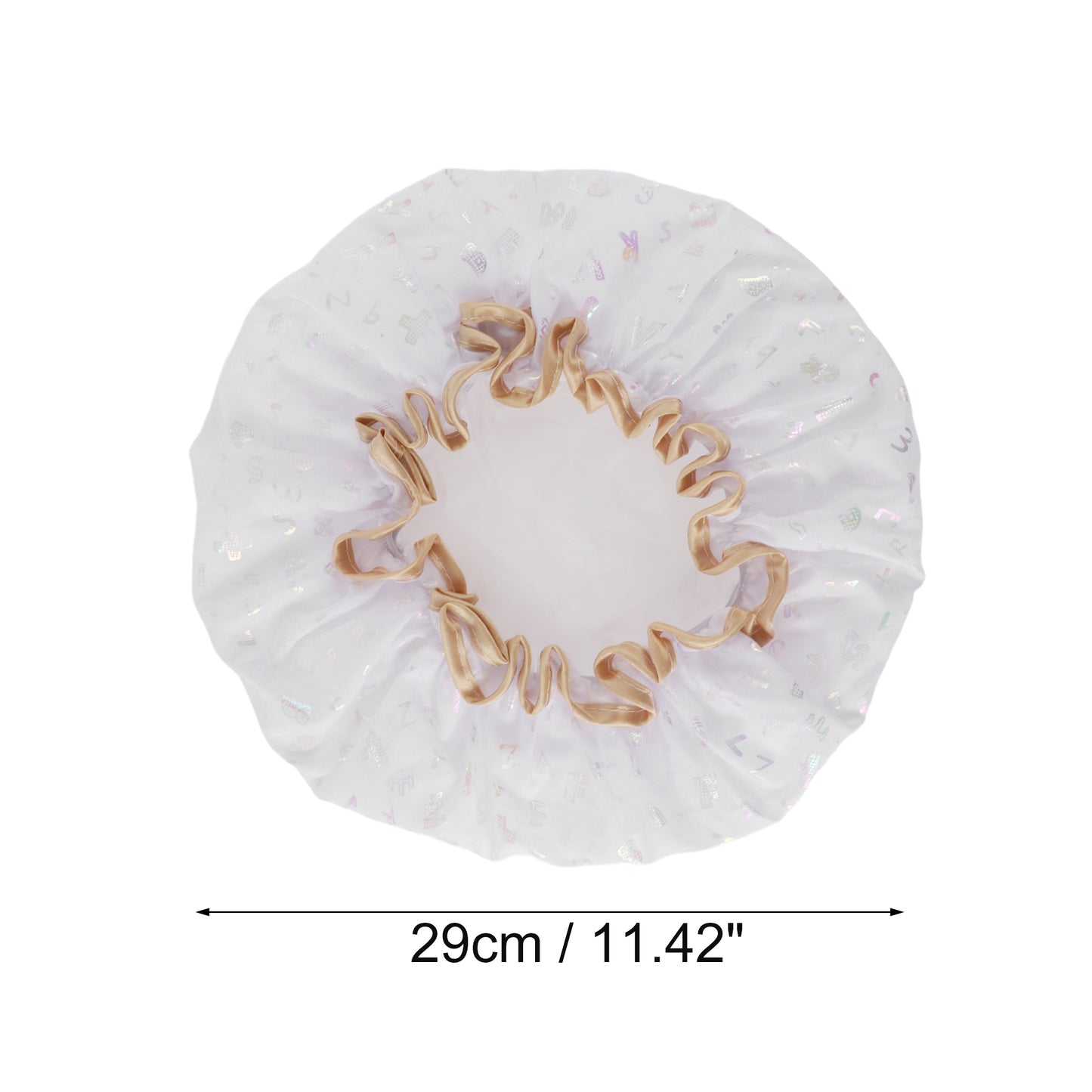 1 Pc Women Double Layer Alphabet Pattern Shower Cap for Bathroom Vacation White