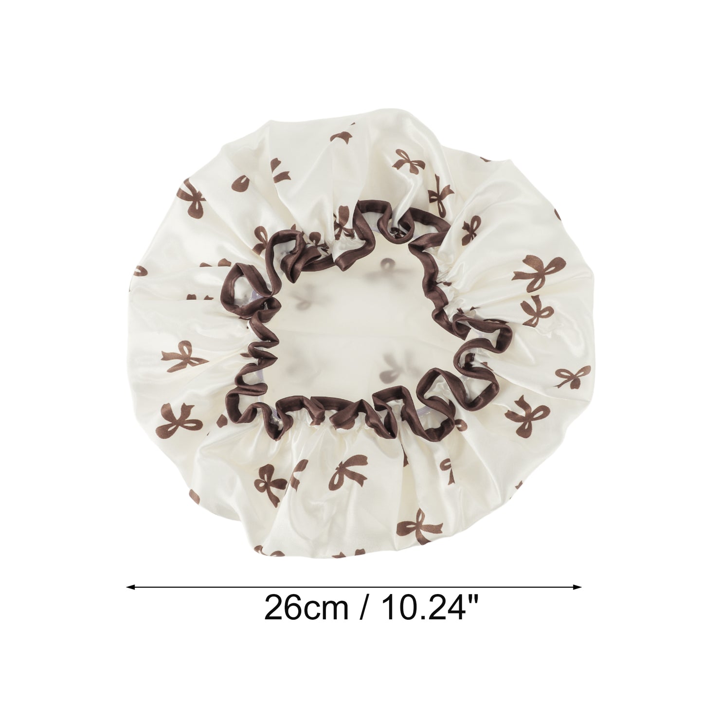 1 Pc Women Double Layer Bow Shower Cap for Bathroom Vacation Travel Hotel White