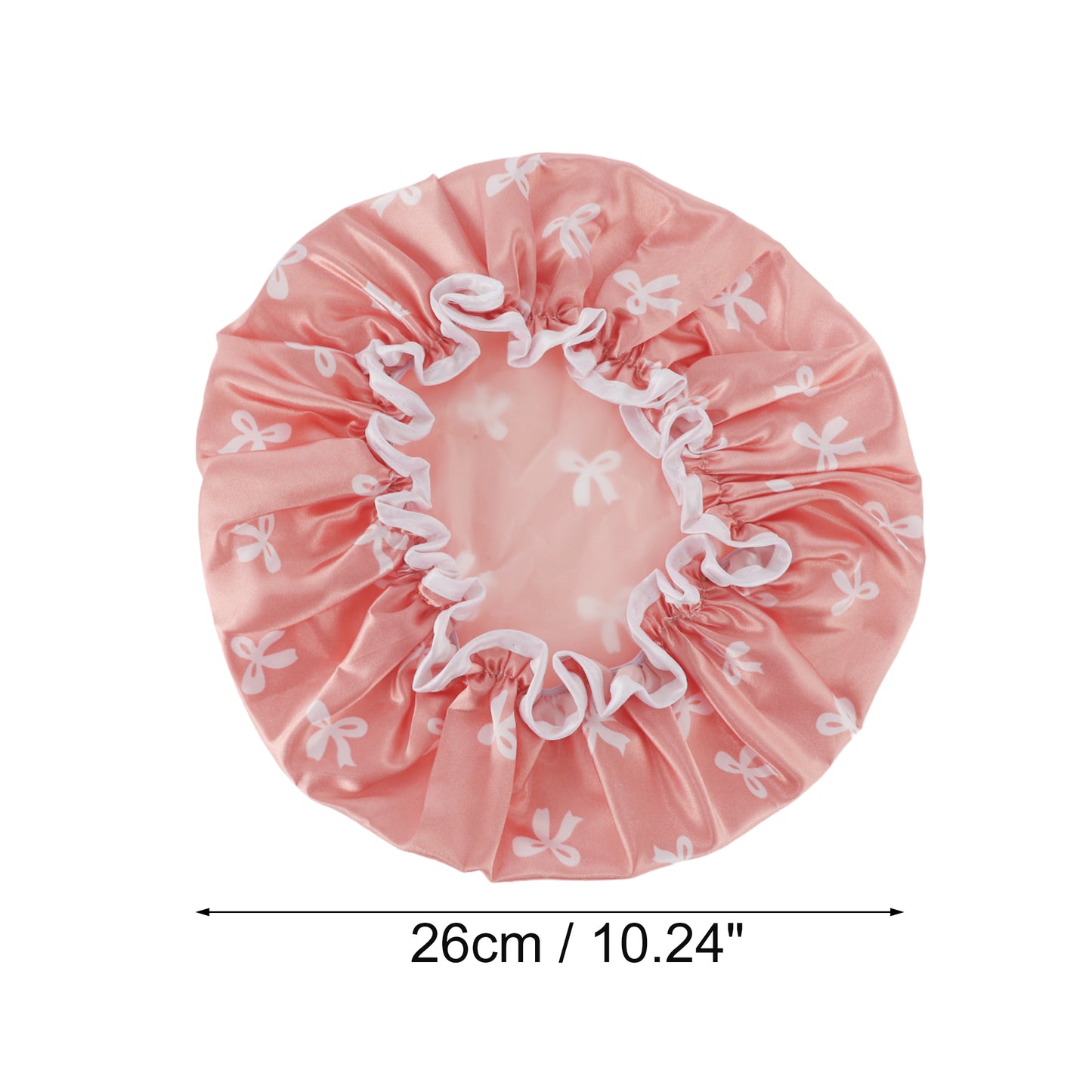 1 Pc Women Double Layer Bow Shower Cap for Bathroom Vacation Travel Hotel Pink