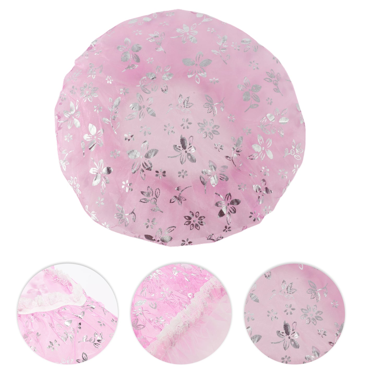 1 Pc Women Double Layer Mesh Shower Cap for Bathroom Vacation Travel Rose Red