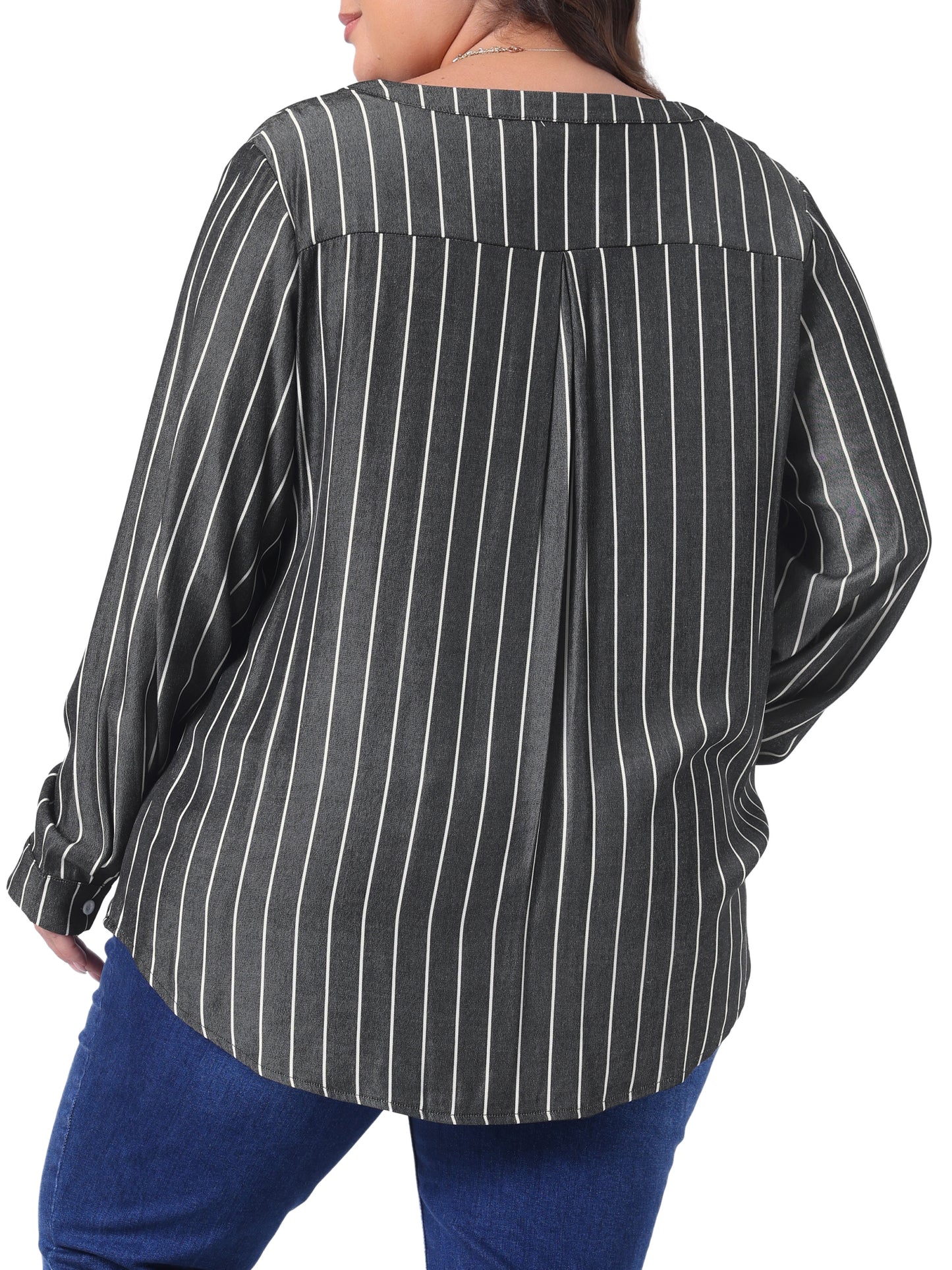 Women Plus Size Long Sleeve Button Down Shirt Top
