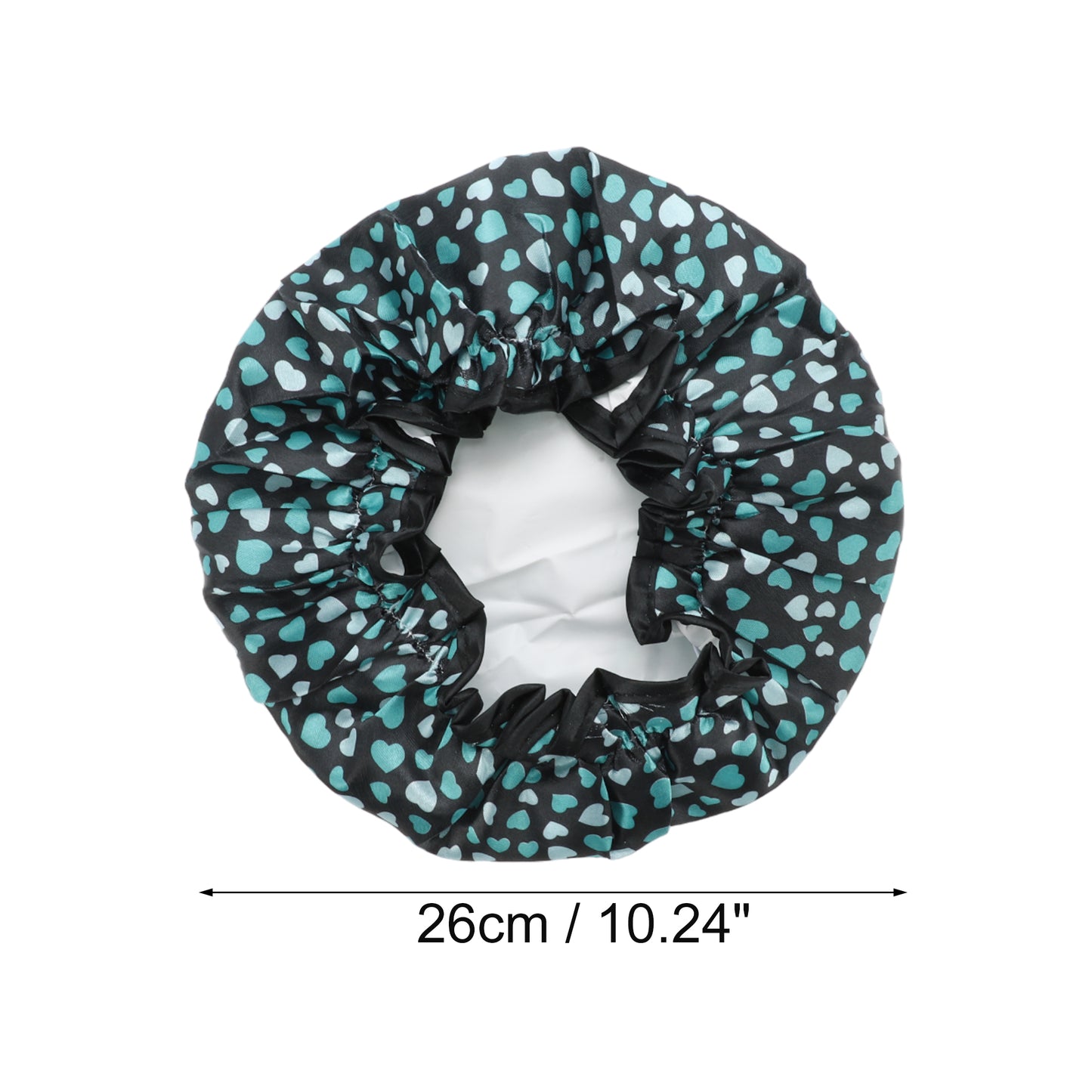 1 Pc Women Double Layer Heart-shaped Shower Cap for Bathroom Vacation Black Green