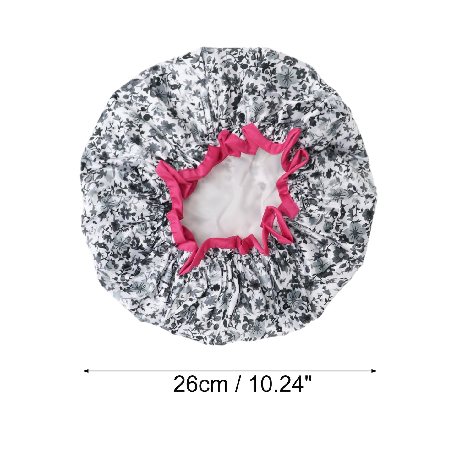 1 Pc Women Double Layer Flowers Shower Cap for Bathroom Vacation Black White
