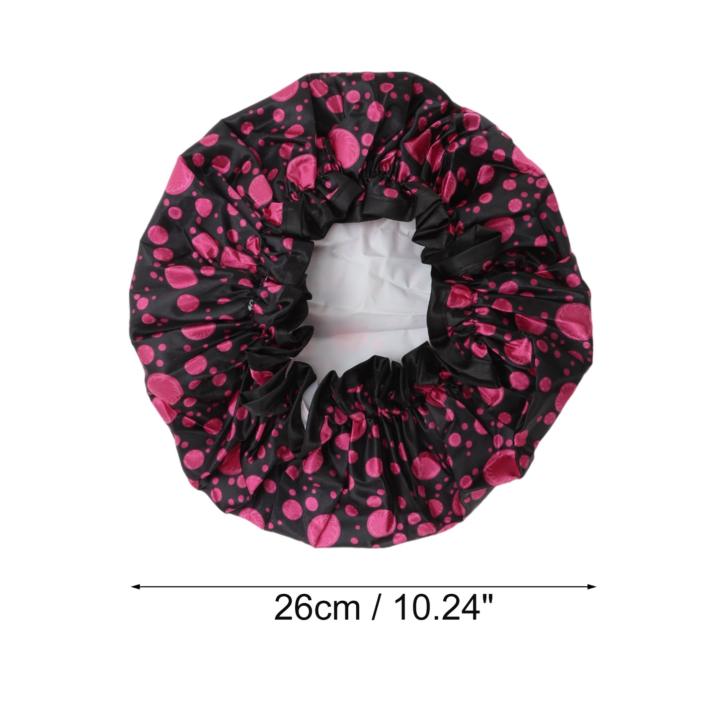 1 Pc Women Double Layer Dots Bath Cap for Bathroom Vacation Travel Black Rose Red
