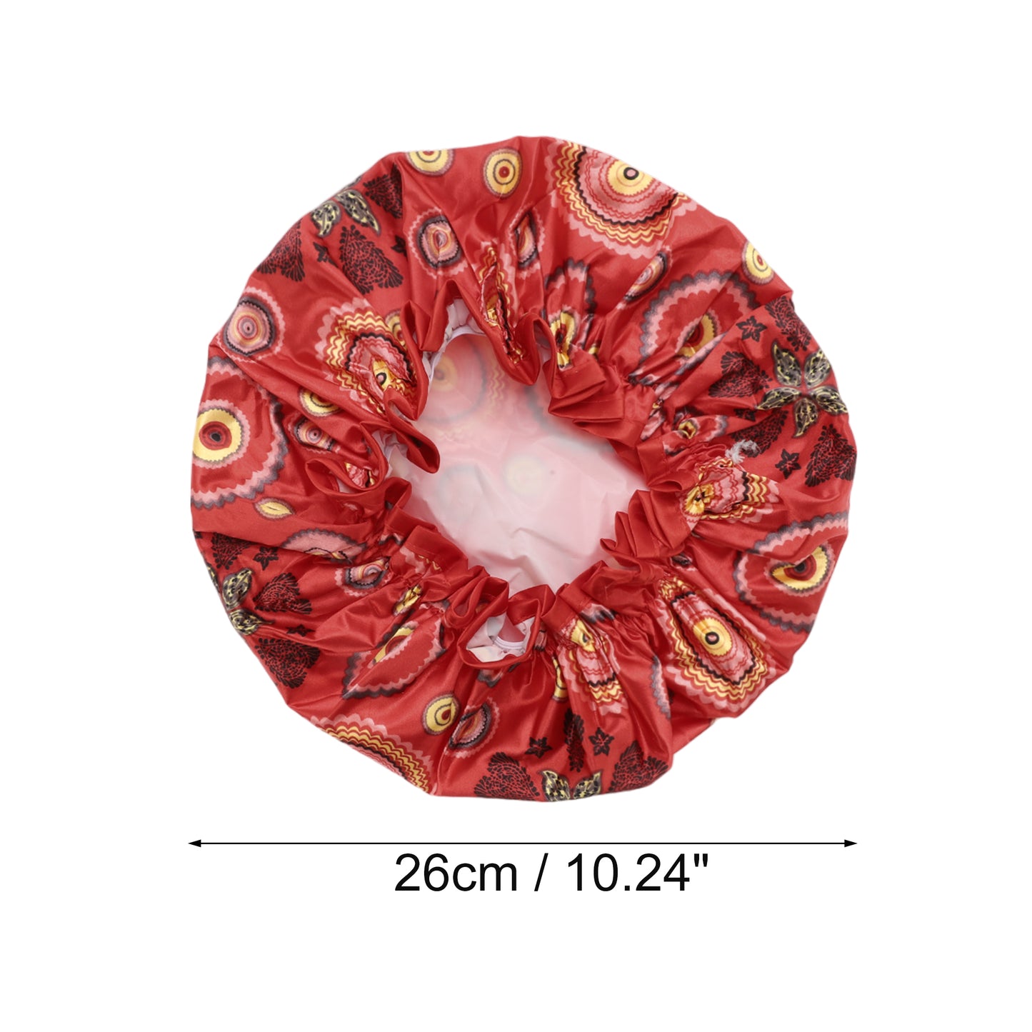 1 Pc Women Double Layer Sun Pattern Shower Cap for Bathroom Vacation Travel Red