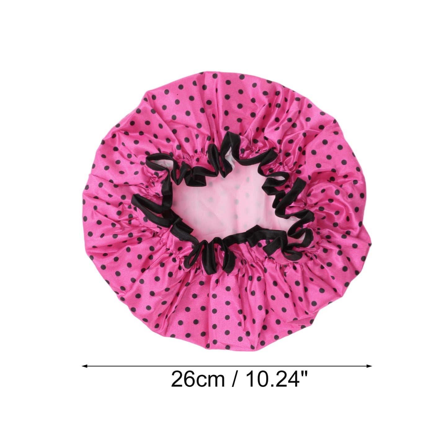 1 Pc Women Double Layer Dots Shower Cap for Bathroom Vacation Rose Red Black