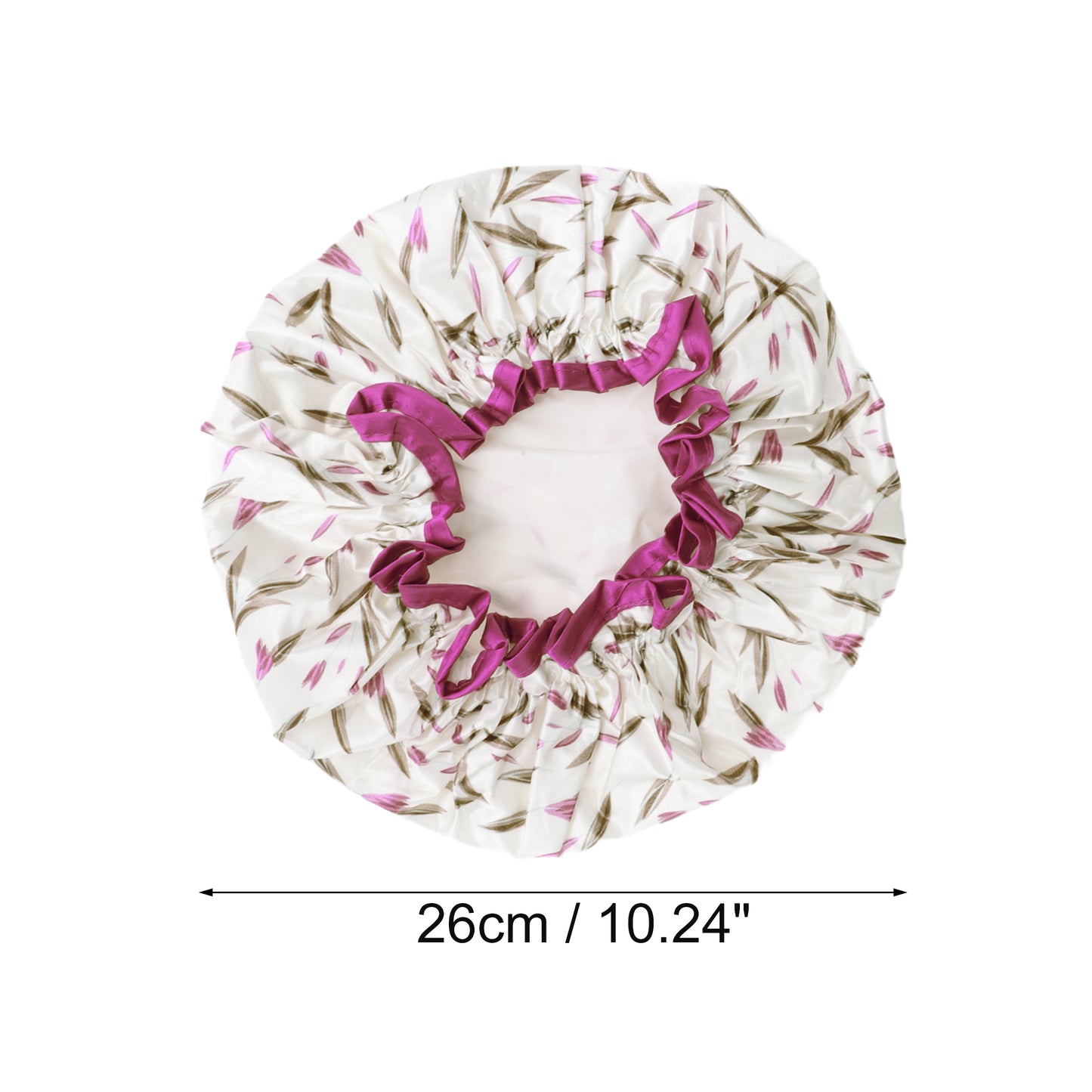 1 Pc Women Double Layer Large Dots Shower Cap for Bathroom Vacation Travel Beige