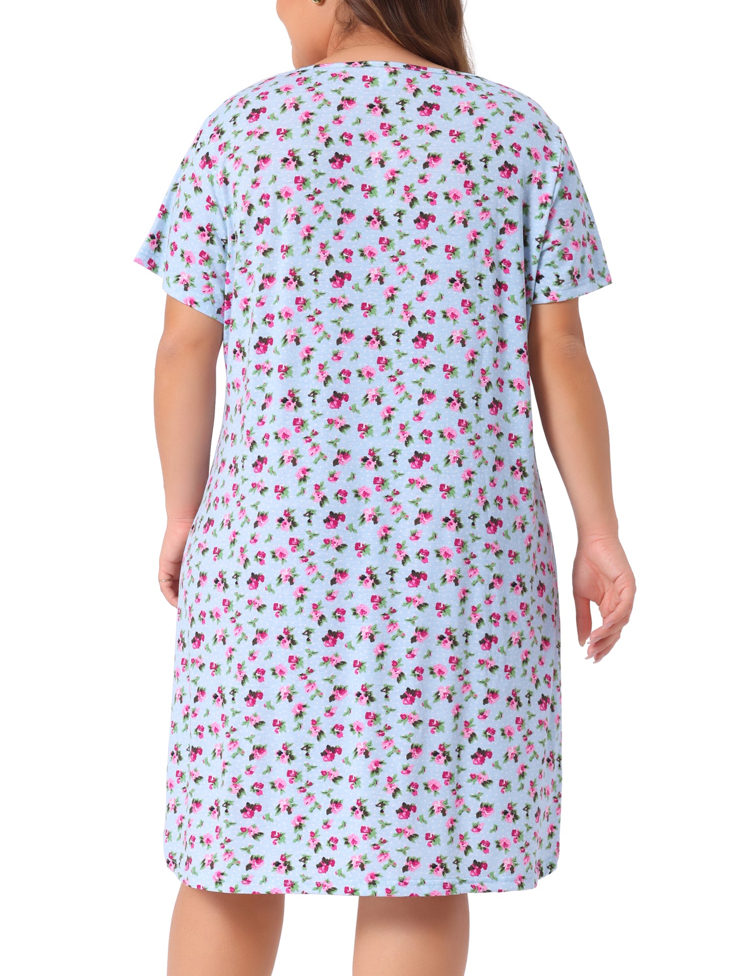Women Plus Size Nightgowns Loungewear Sleepwear Short Sleeve Lightweight Pajama Dress