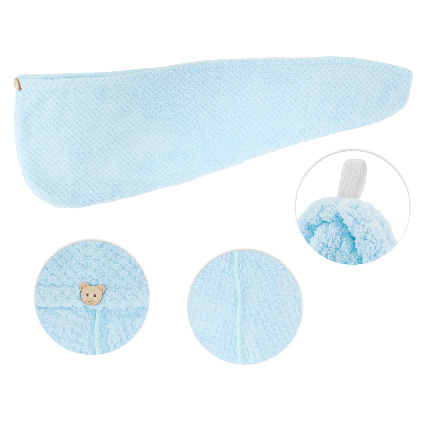 1 Pc Women Soft Breathable Hair Drying Towel for Bathroom Sky Blue