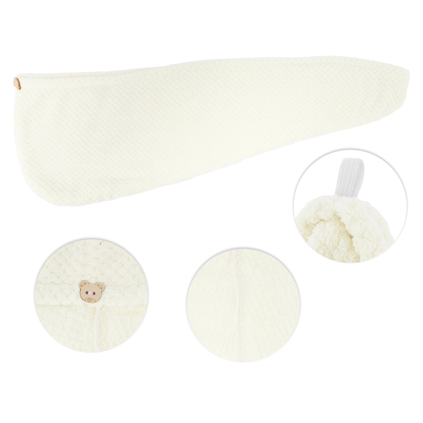 1 Pc Women Soft Breathable Hair Drying Towel for Bathroom White