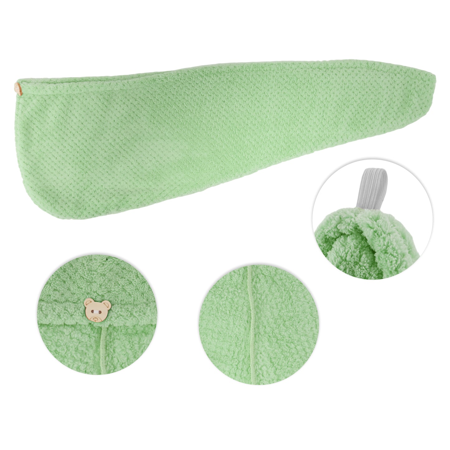 1 Pc Women Soft Breathable Hair Drying Towel for Bathroom Green