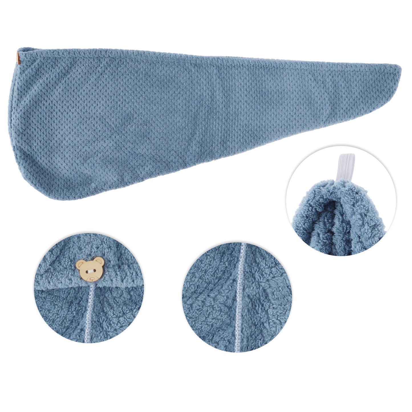 1 Pc Women Soft Breathable Hair Drying Towel for Bathroom Deep Blue