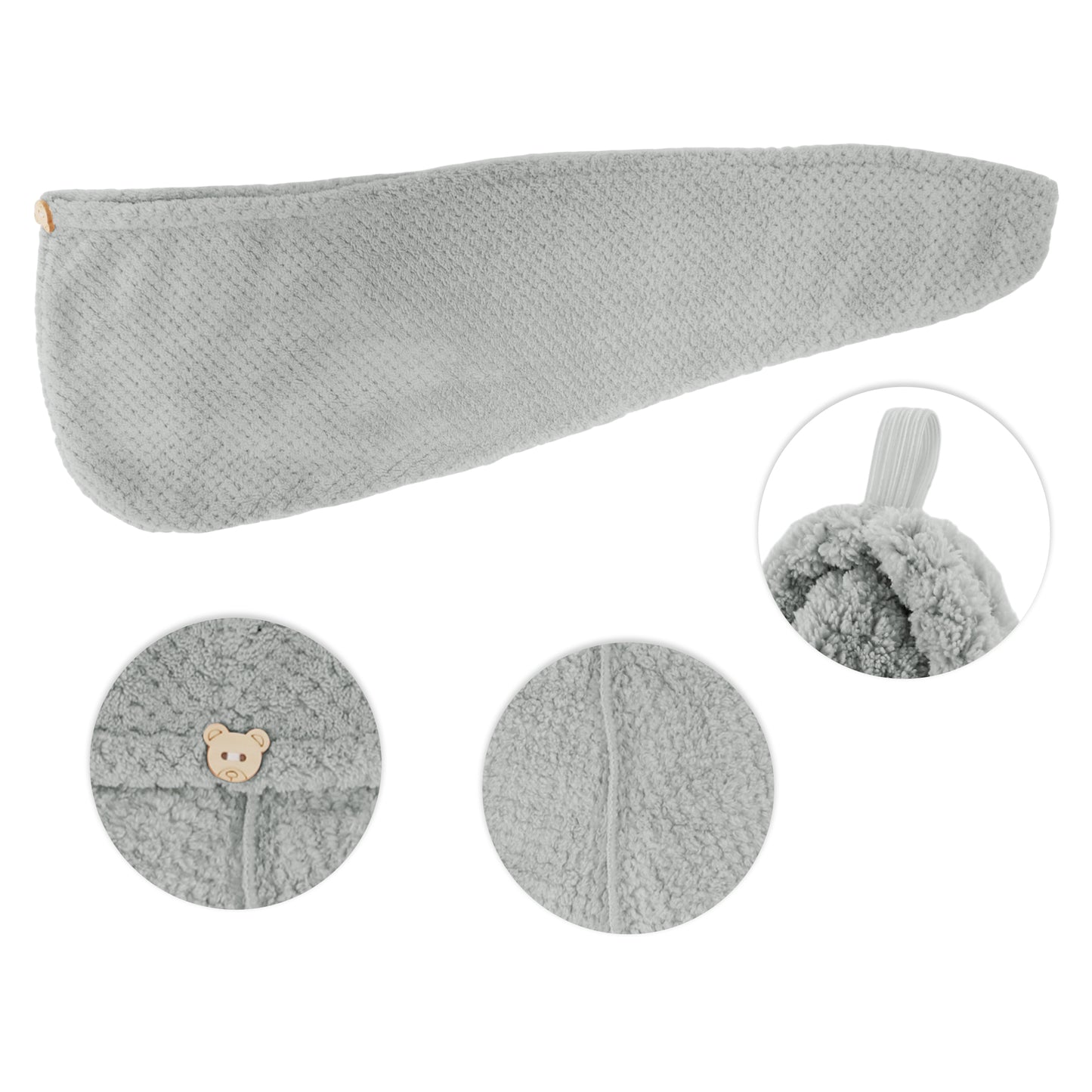 1 Pc Women Soft Breathable Hair Drying Towel for Bathroom Gray