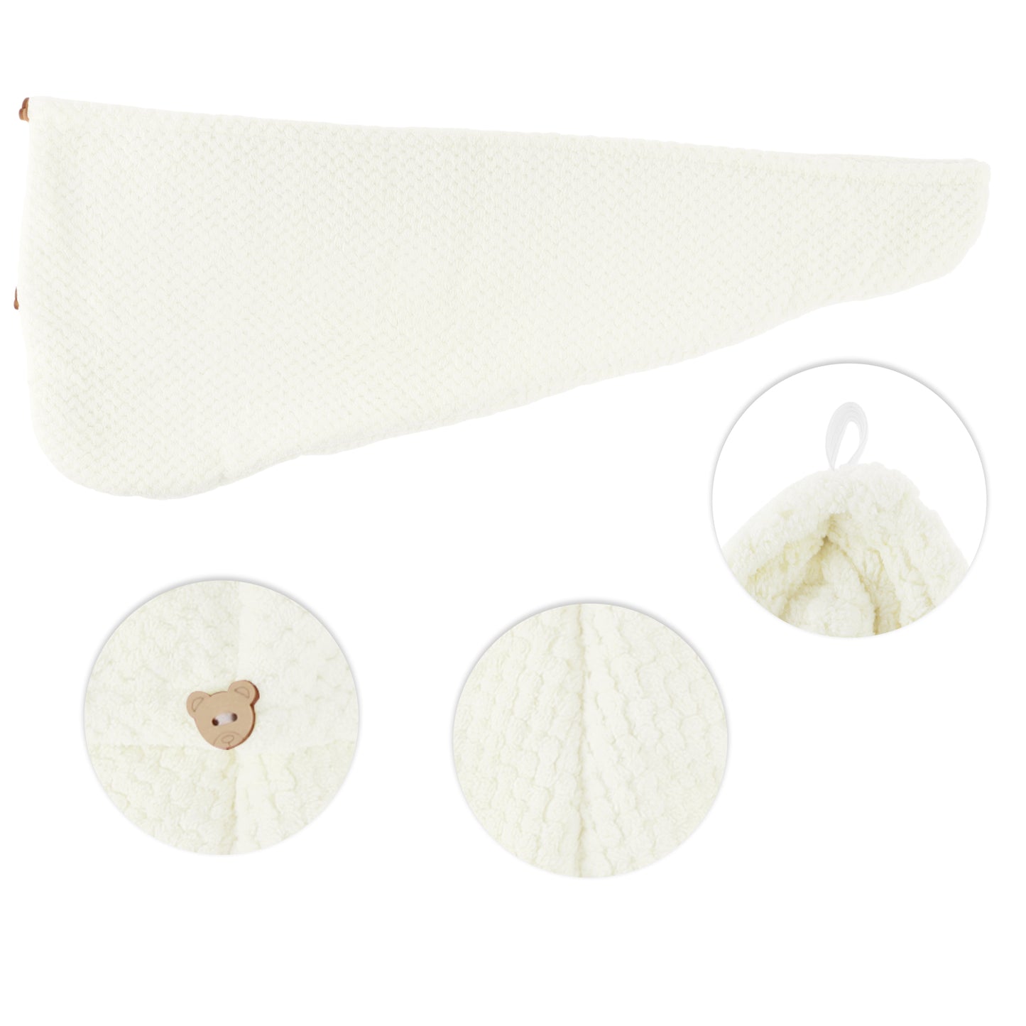 1 Pc Women Soft Double Layer Hair Drying Towel for Bathroom White