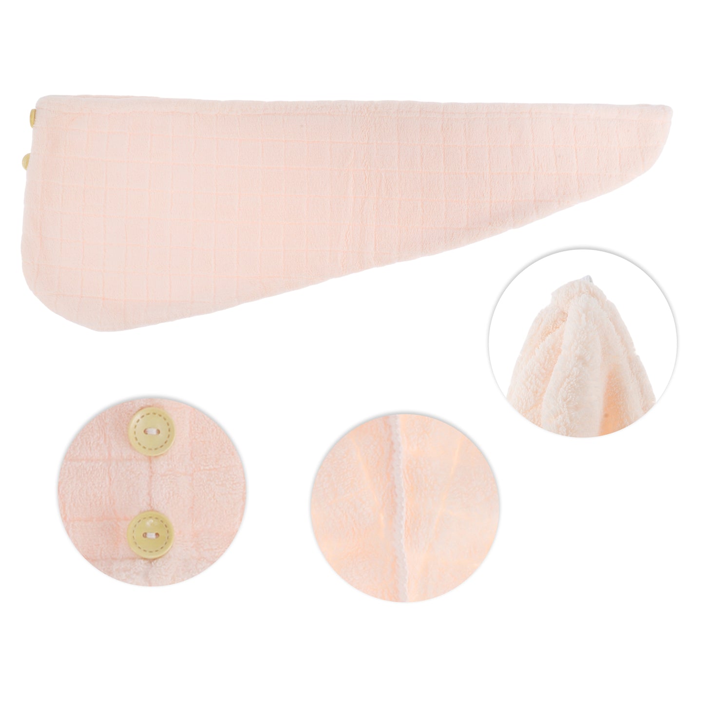 1 Pc Women Breathable Grid Hair Drying Wrap Towel for Bathroom Pink