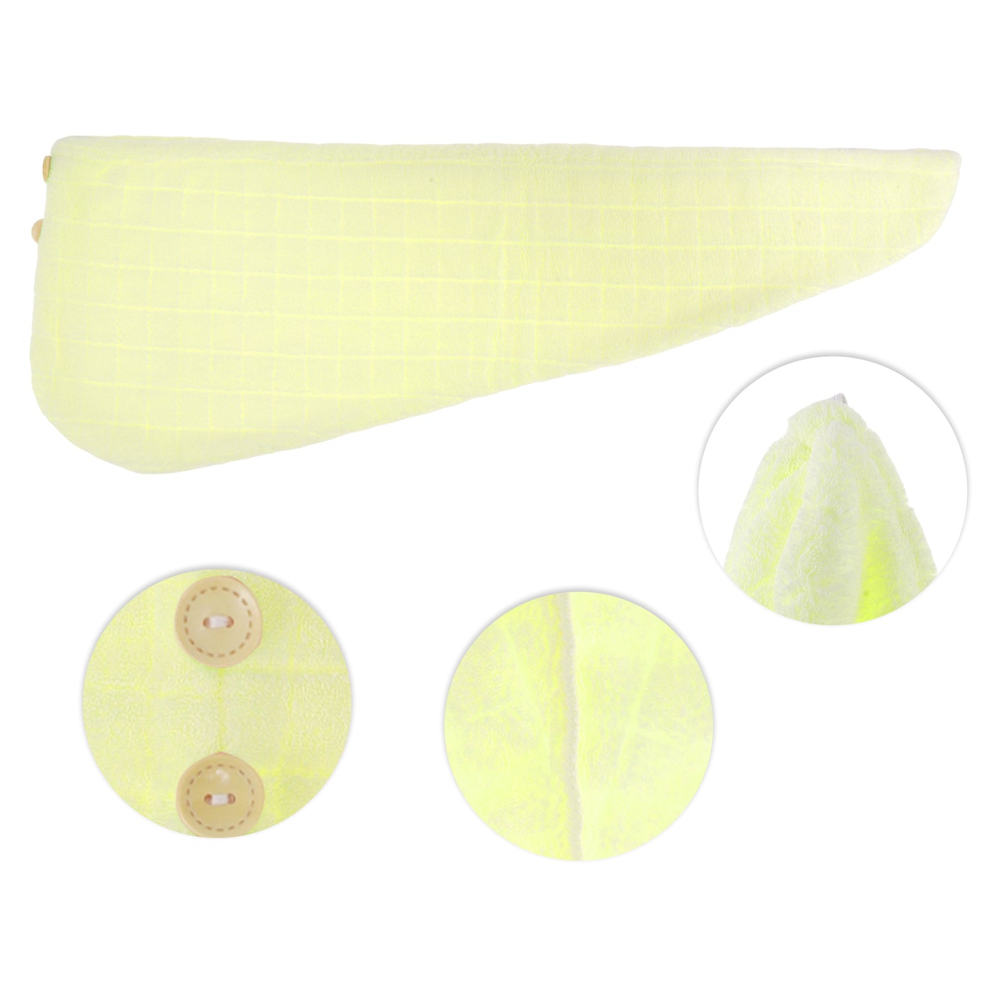 1 Pc Women Breathable Grid Hair Drying Wrap Towel for Bathroom Yellow