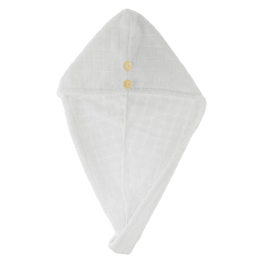 1 Pc Women Breathable Grid Hair Drying Wrap Towel for Bathroom Gray