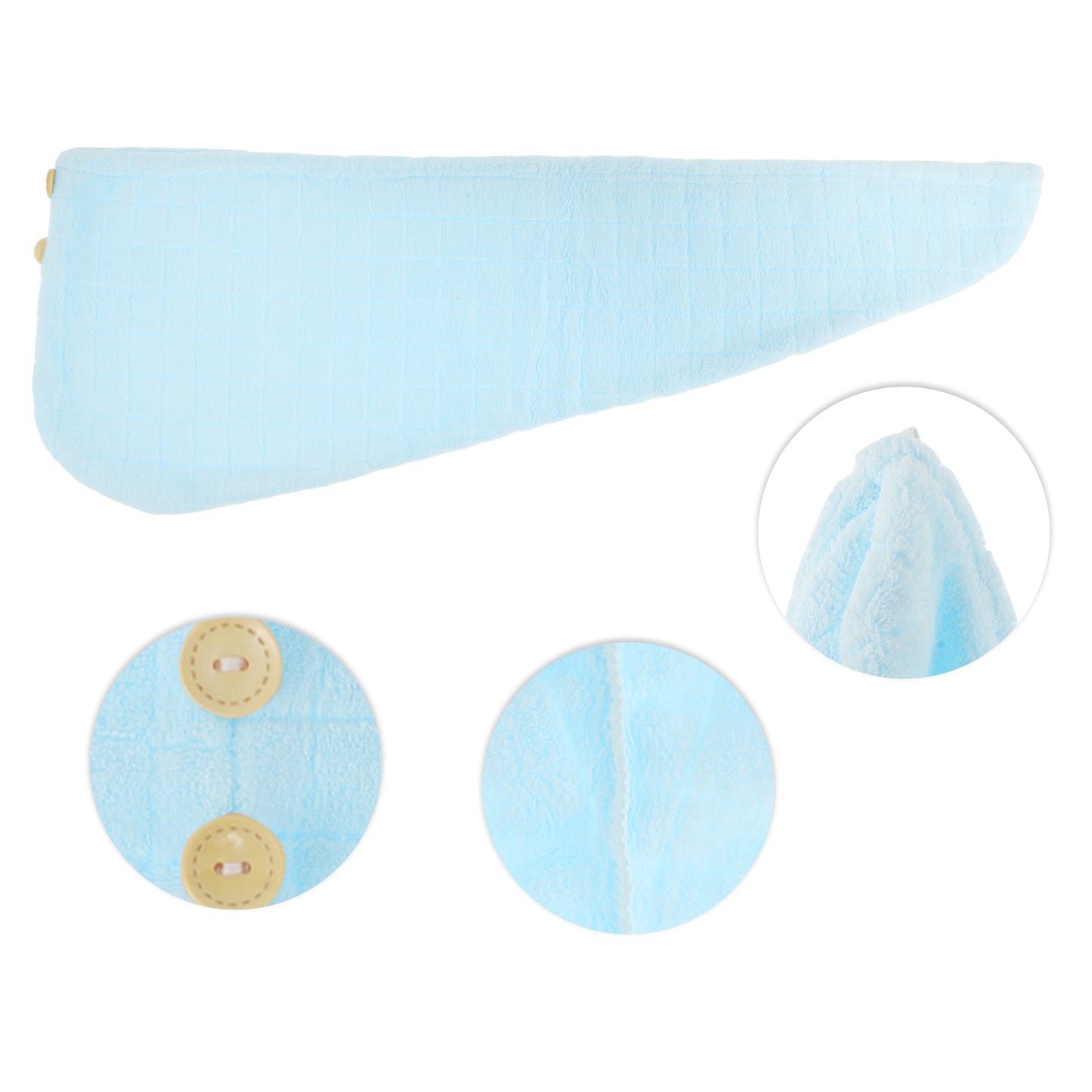 1 Pc Women Breathable Grid Hair Drying Wrap Towel for Bathroom Blue