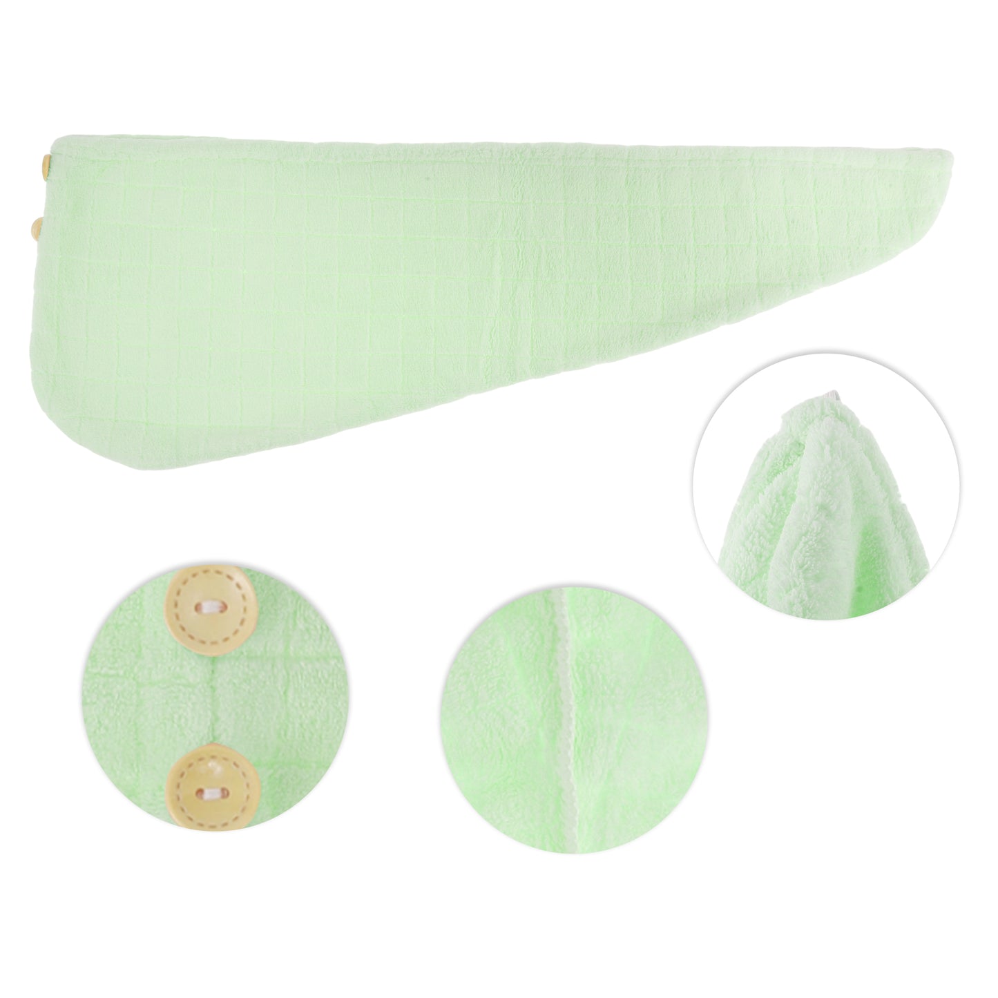 1 Pc Women Breathable Grid Hair Drying Wrap Towel for Bathroom Green
