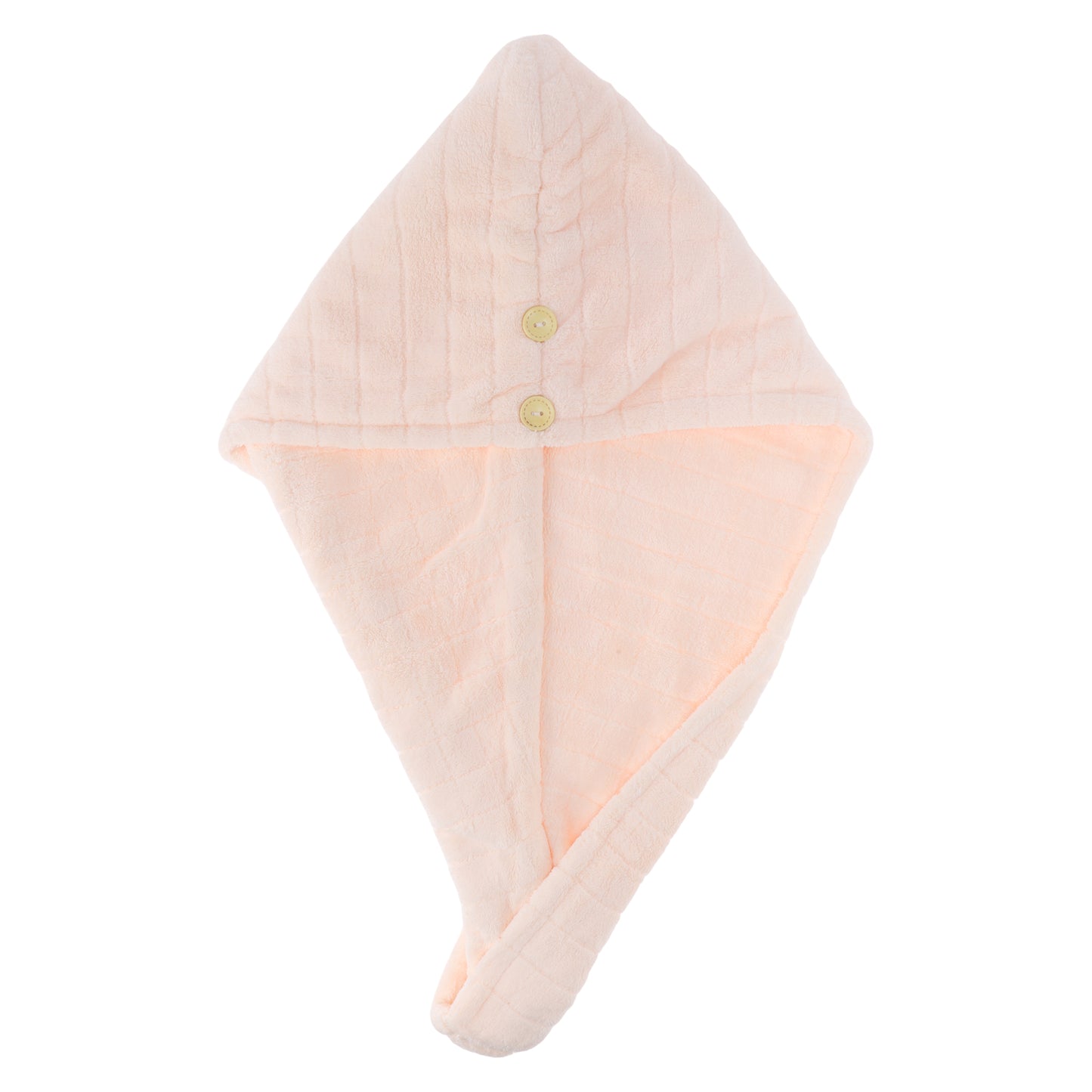 1 Pc Women Double Layer Grid Hair Drying Wrap Towel for Bathroom Pink