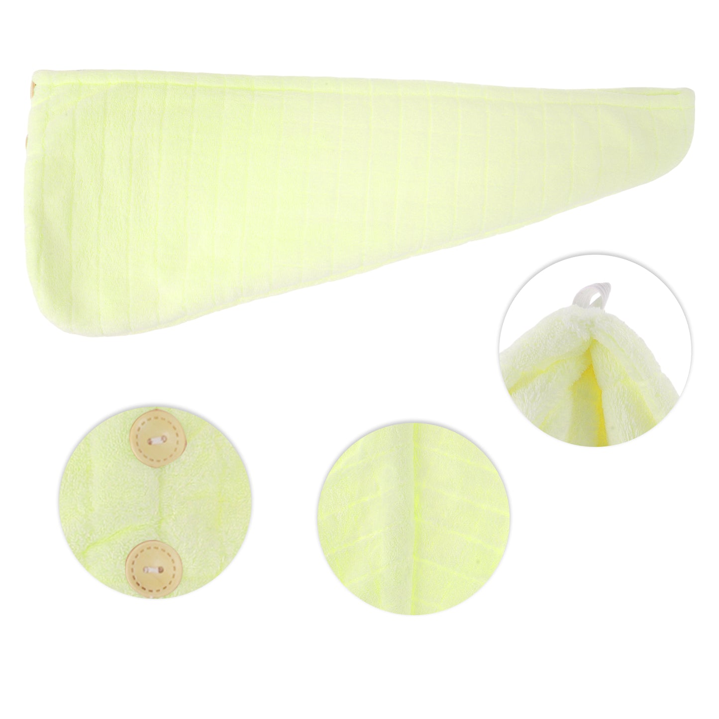 1 Pc Women Double Layer Grid Hair Drying Wrap Towel for Bathroom Yellow