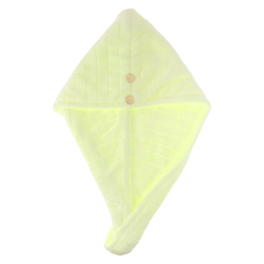 1 Pc Women Double Layer Grid Hair Drying Wrap Towel for Bathroom Yellow