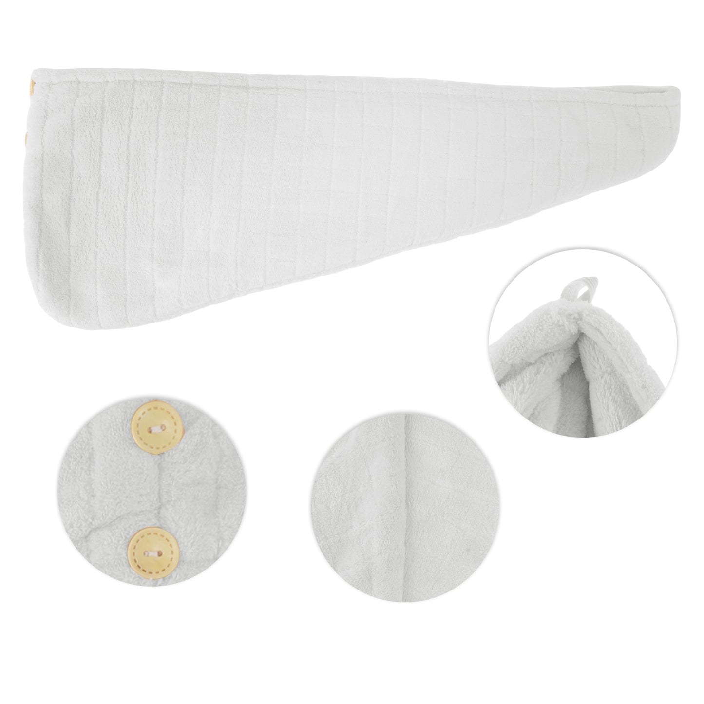 1 Pc Women Double Layer Grid Hair Drying Wrap Towel for Bathroom Gray