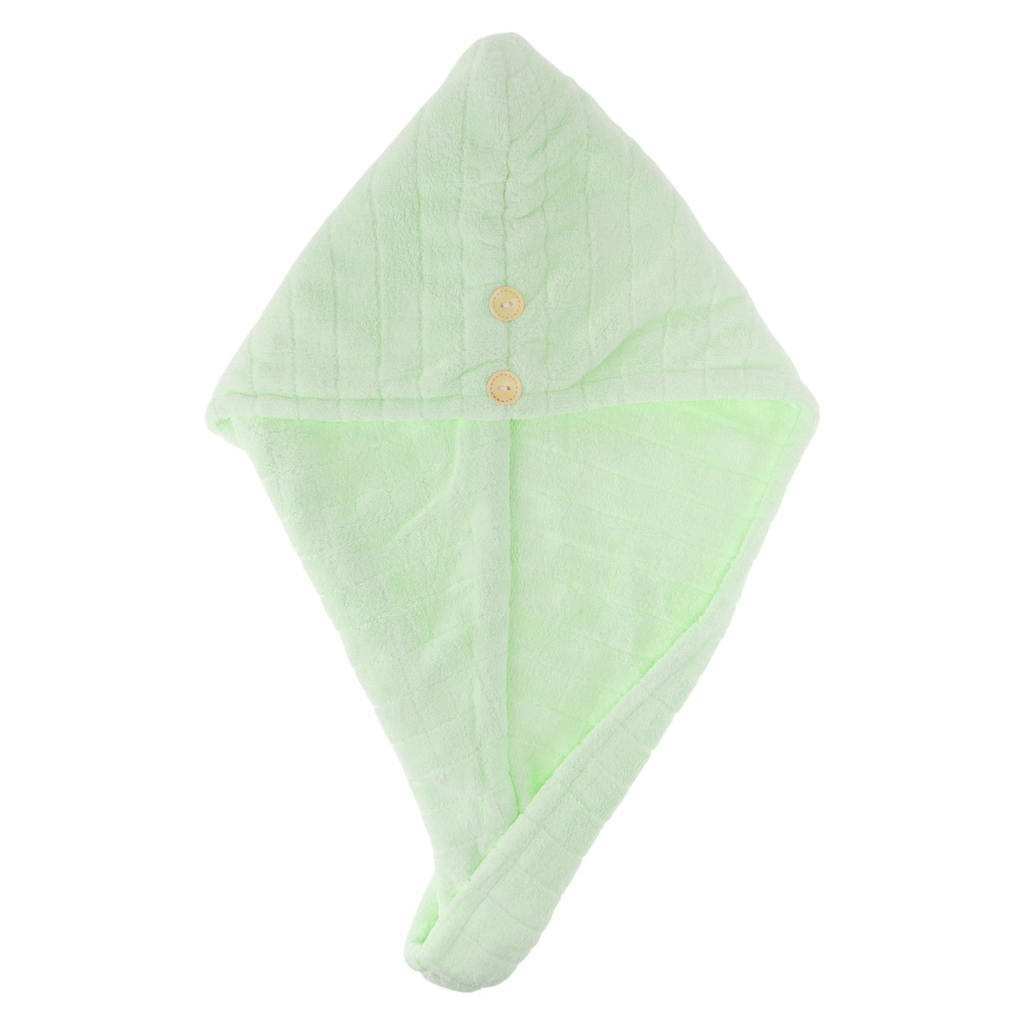 1 Pc Women Double Layer Grid Hair Drying Wrap Towel for Bathroom Green