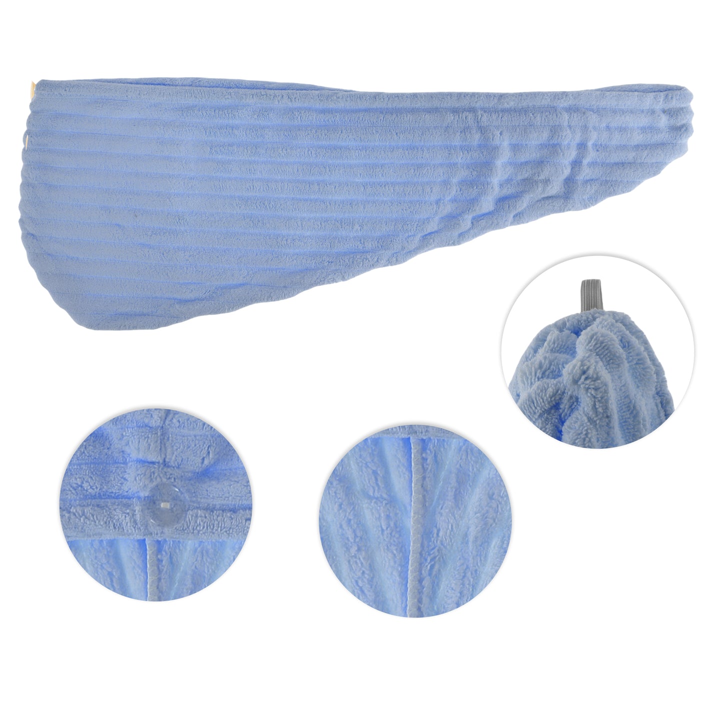 1 Pc Women Soft Thickening Hair Drying Wrap Towel for Bathroom Blue