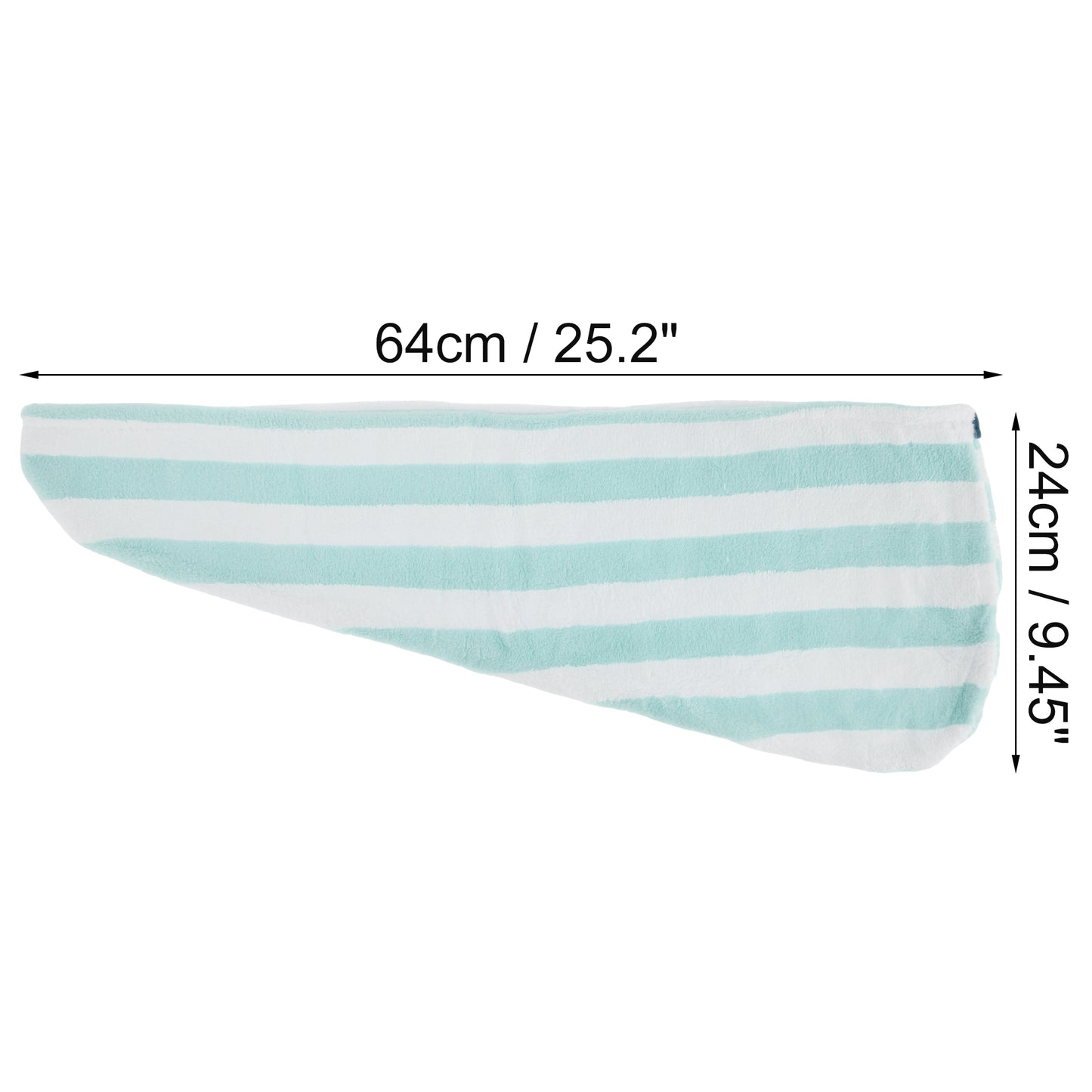 1 Pc Women Breathable Stripe Hair Drying Wrap Towel for Bathroom Green, White