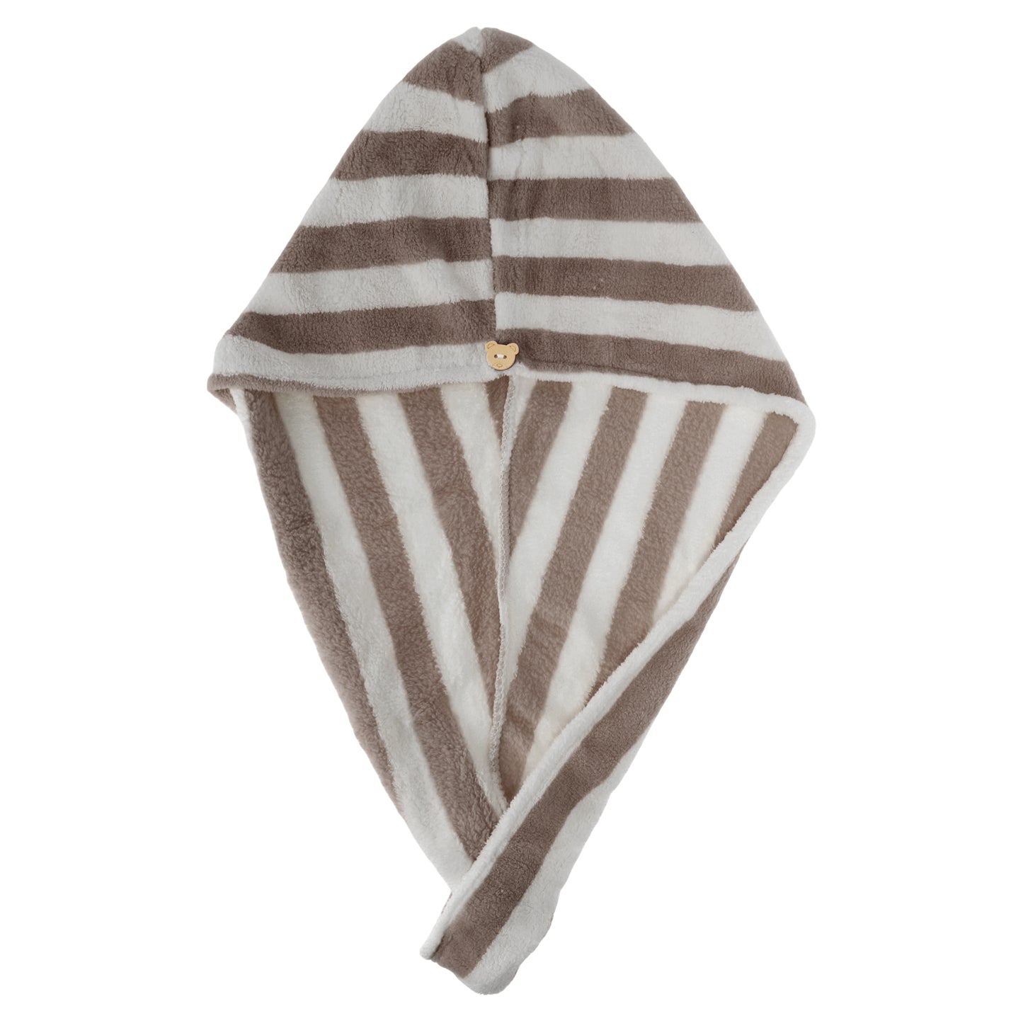 1 Pc Women Breathable Stripe Hair Drying Wrap Towel for Bathroom Brown, White