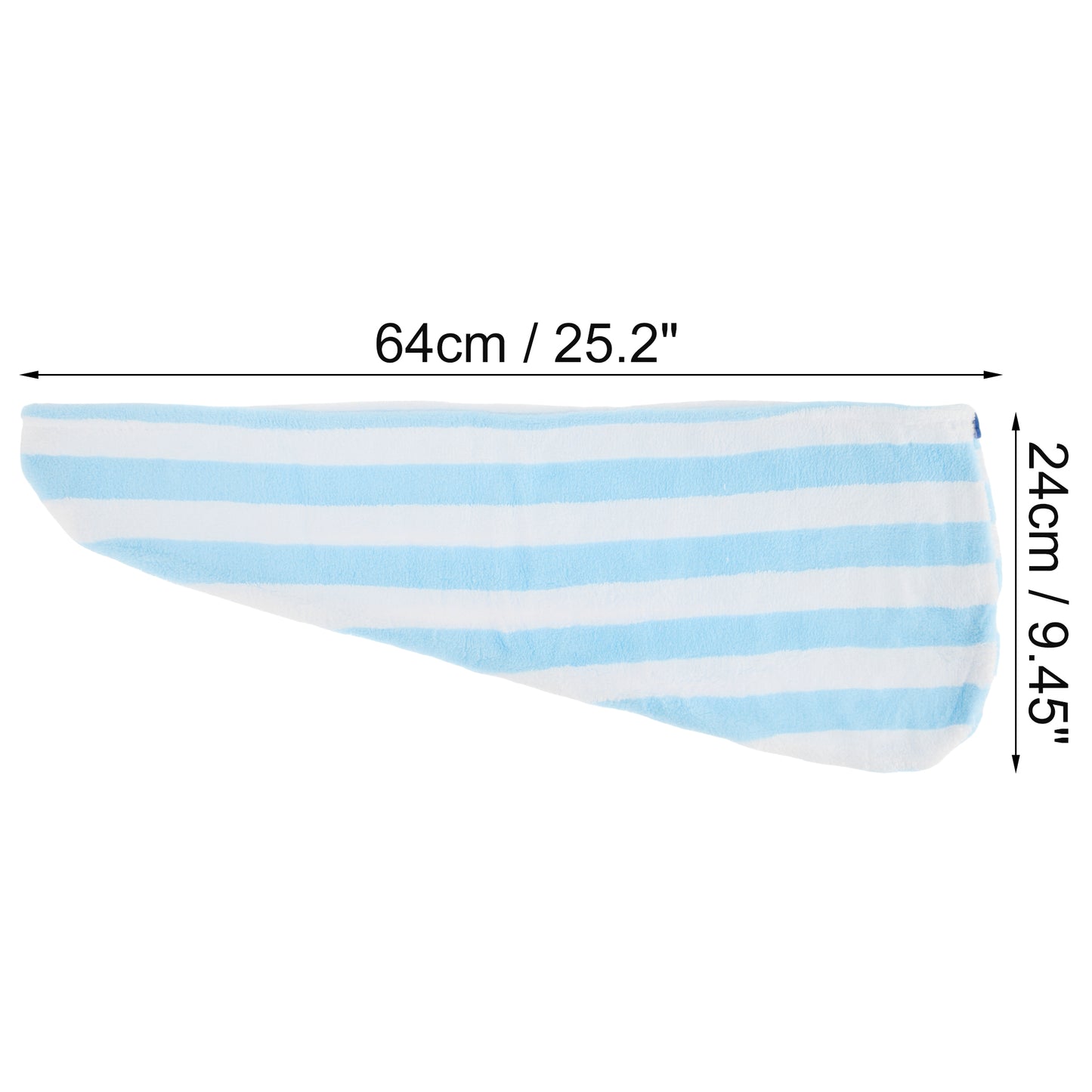 1 Pc Women Breathable Stripe Hair Drying Wrap Towel for Bathroom Blue, White