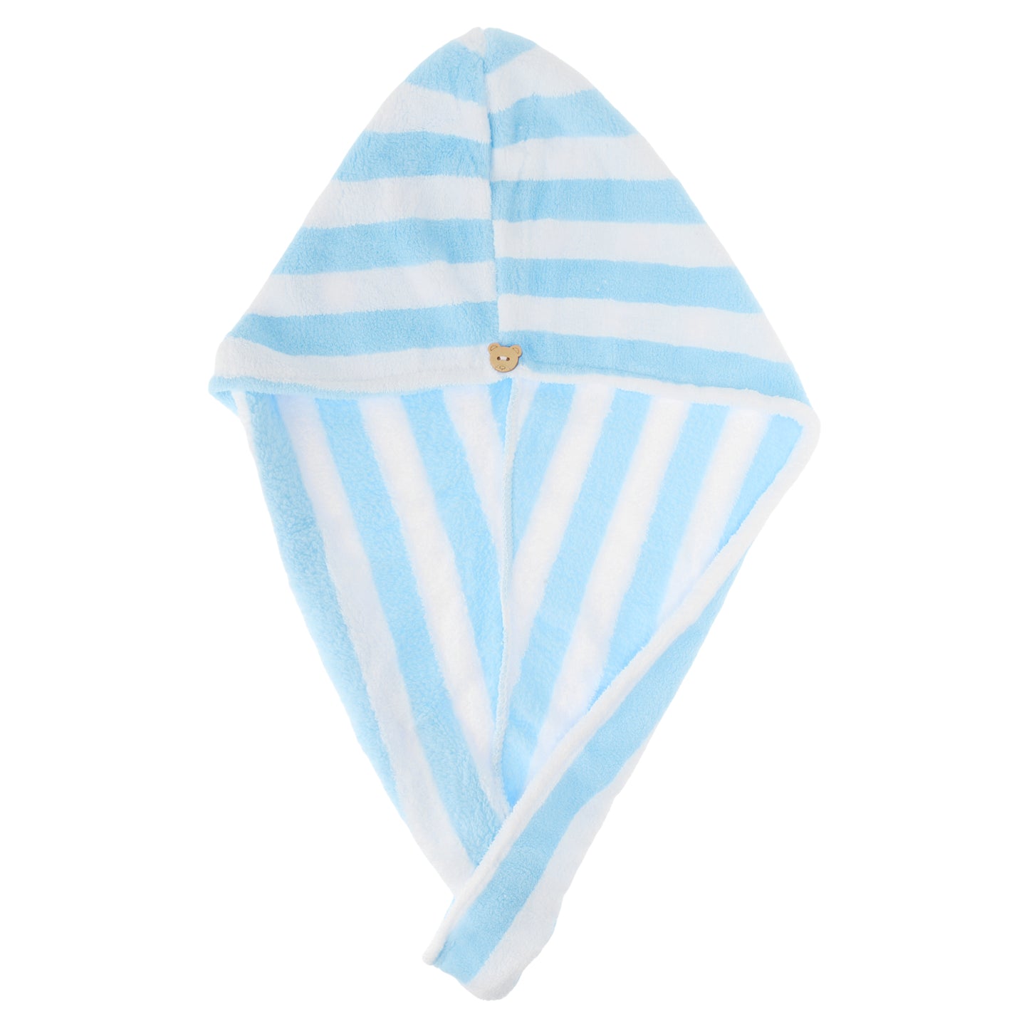 1 Pc Women Breathable Stripe Hair Drying Wrap Towel for Bathroom Blue, White