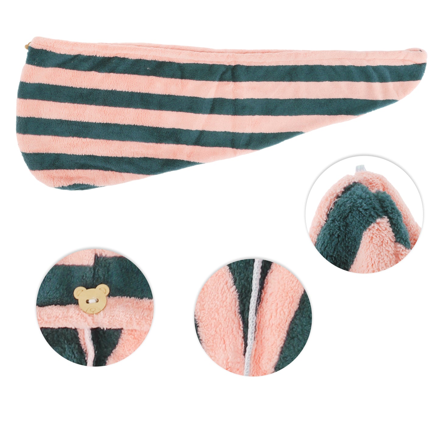 1 Pc Women Breathable Stripe Hair Drying Wrap Towel for Bathroom Pink, Navy Blue