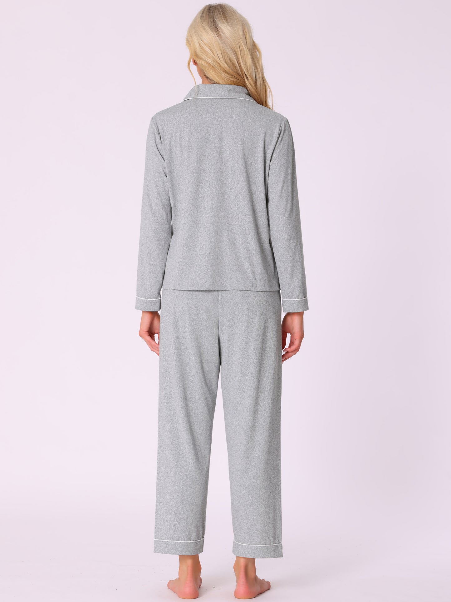 Pijama de mujer, camisón modal con botones, manga larga y pantalón, conjunto de ropa de estar por casa