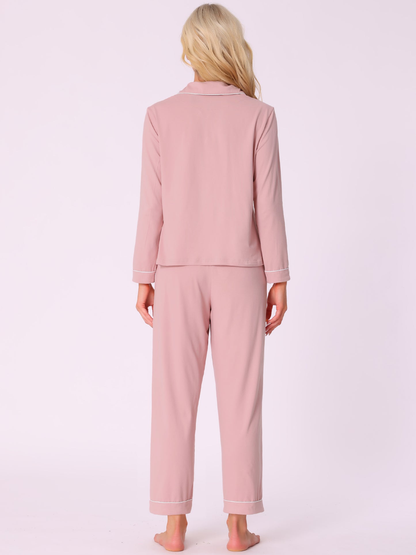 Pyjama pour femme en modal, chemise de nuit boutonnée, manches longues et pantalon, ensemble de vêtements de détente