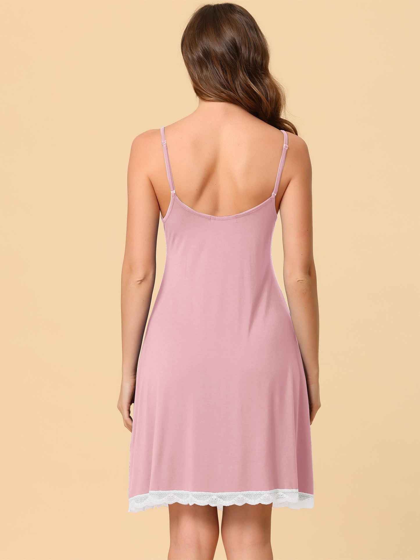 Women's Nightgown Pajama V Neck Lace Nightdress Sleepwear Lounge Dress