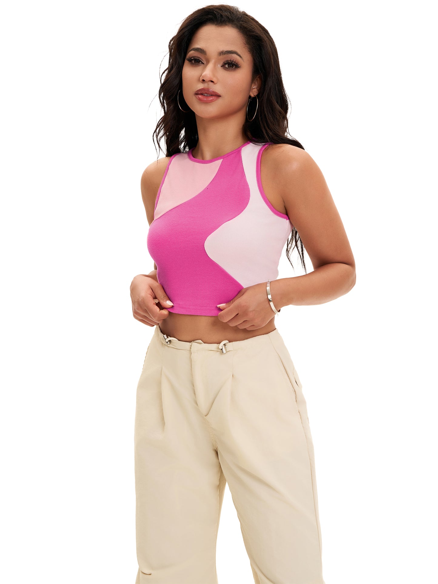 Women Crop Tank Top Casual Basic Sleeveless Workout Summer Top